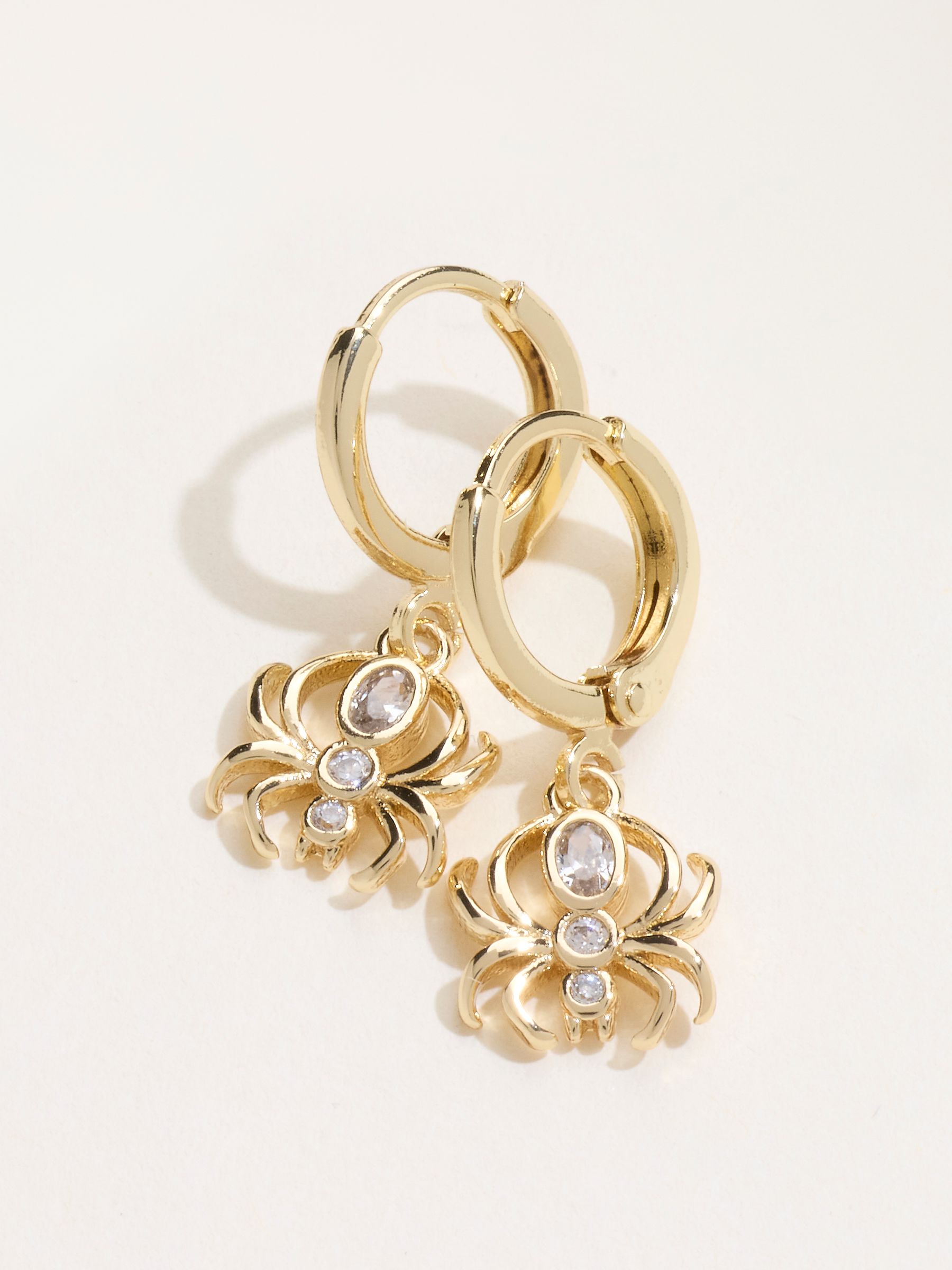 Halloween Spider Gold Tone Huggie Hoop Earrings - Image 2 of 2