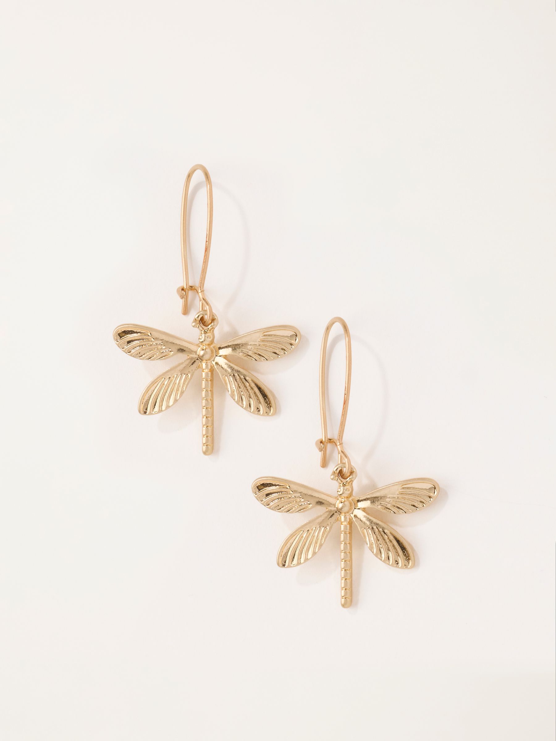 Gold Tone Dragonfly Earrings - Image 1 of 2