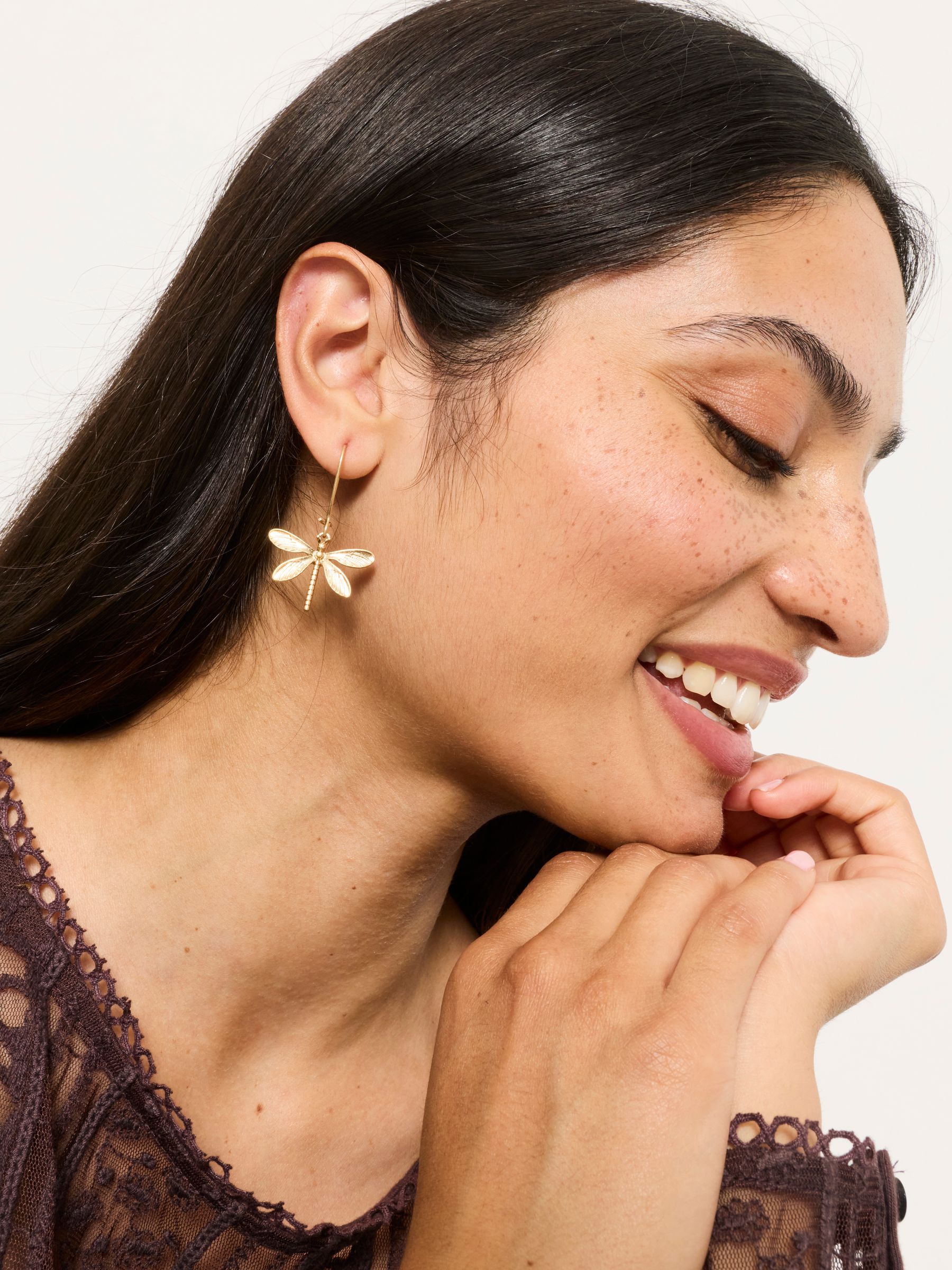 Gold Tone Dragonfly Earrings - Image 3 of 4