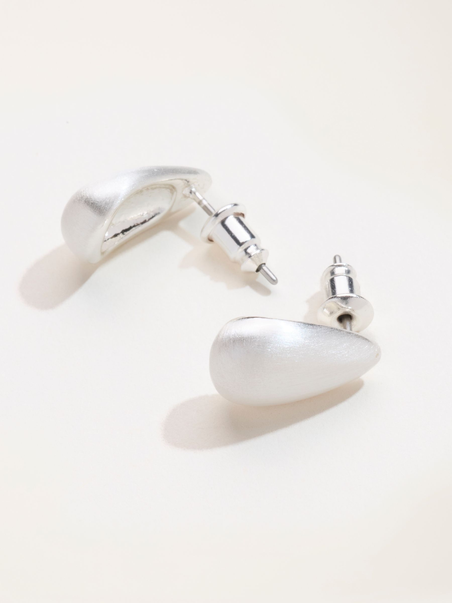 Brushed Stud Earrings in Silver Tone - Image 2 of 2