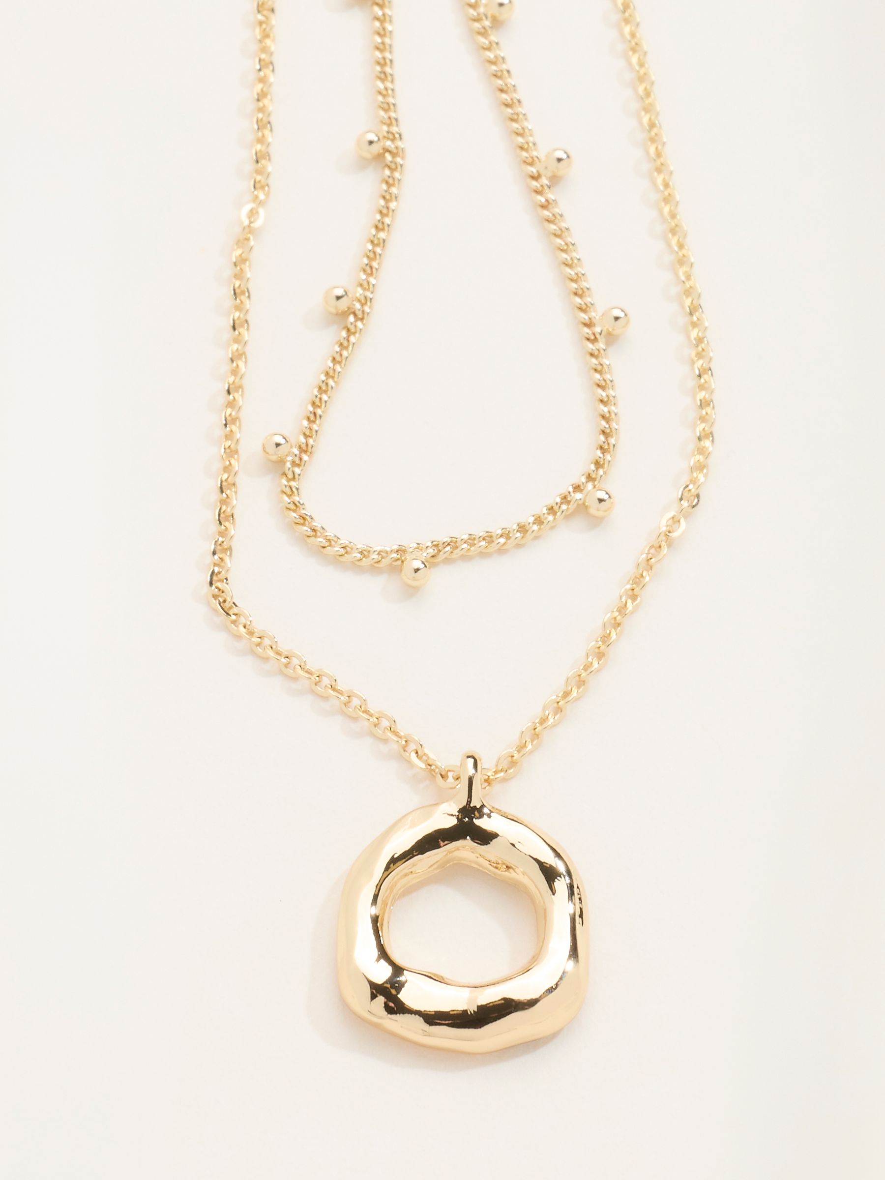 Gold Tone Layered Hoop Necklace - Image 2 of 3
