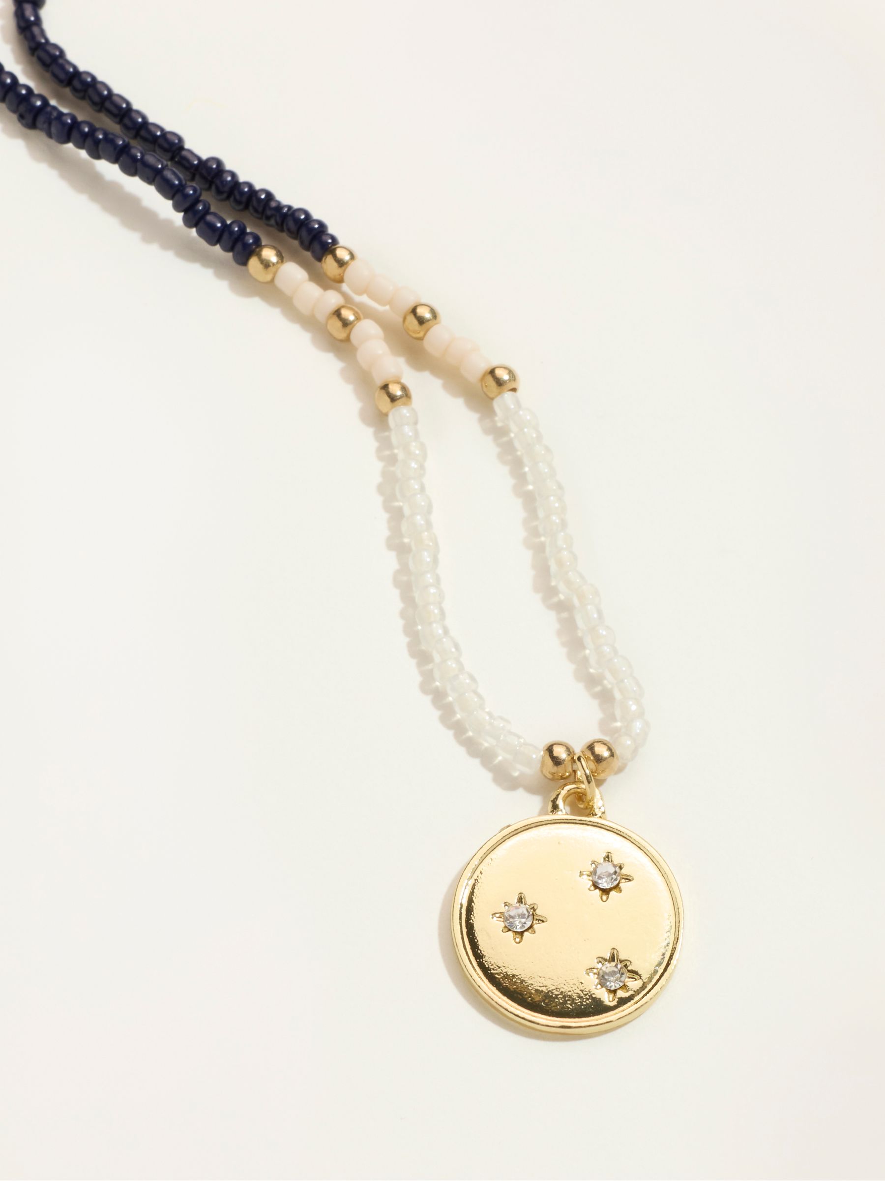 Blue Beaded Disc Necklace - Image 2 of 2 Blue Beaded Disc Necklace - Image 2 of 2