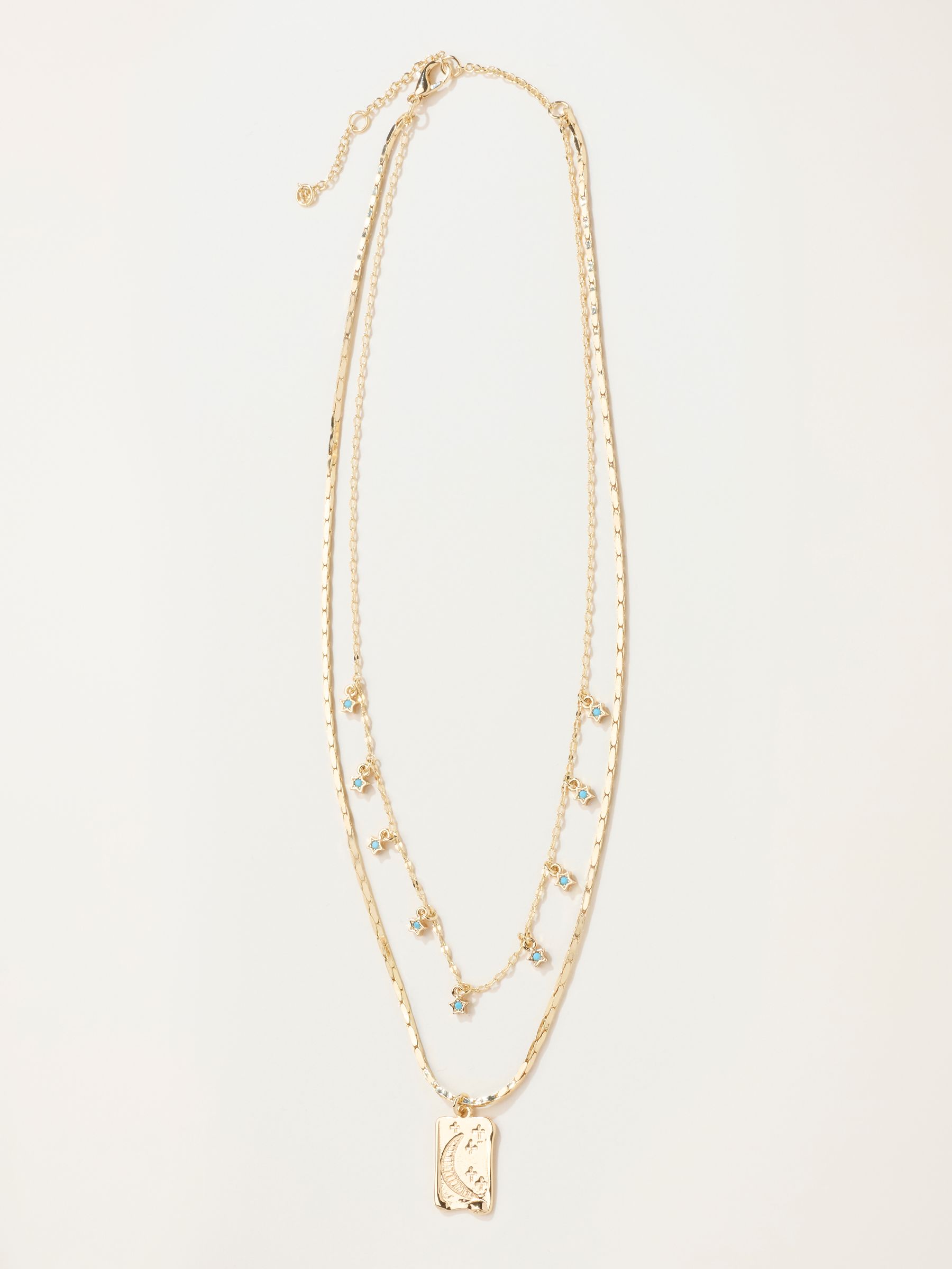 Gold Tone Layered Moon Star Necklace - Image 1 of 2