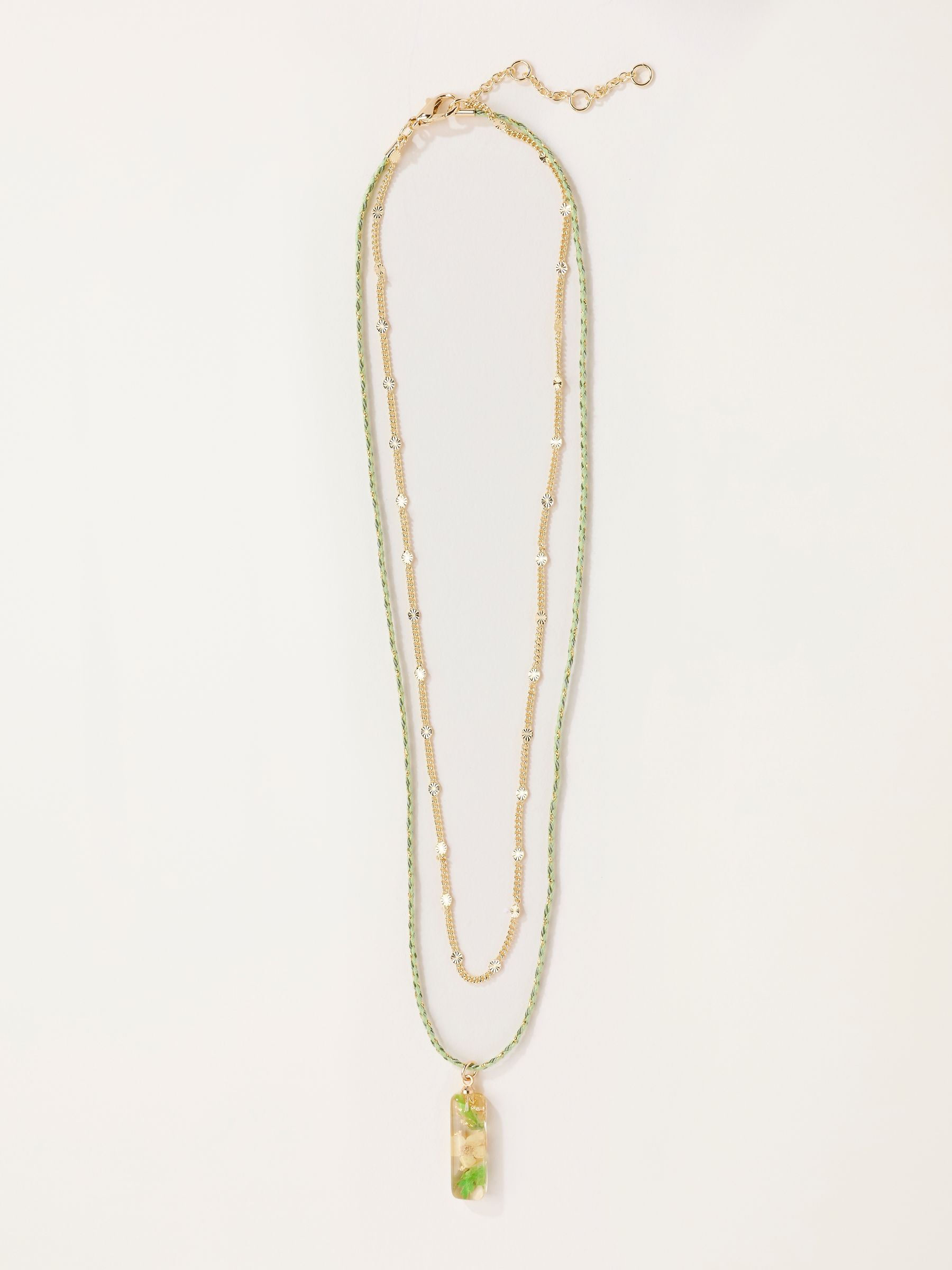 Green Resin Flower Necklace - Image 1 of 2 Green Resin Flower Necklace - Image 1 of 2