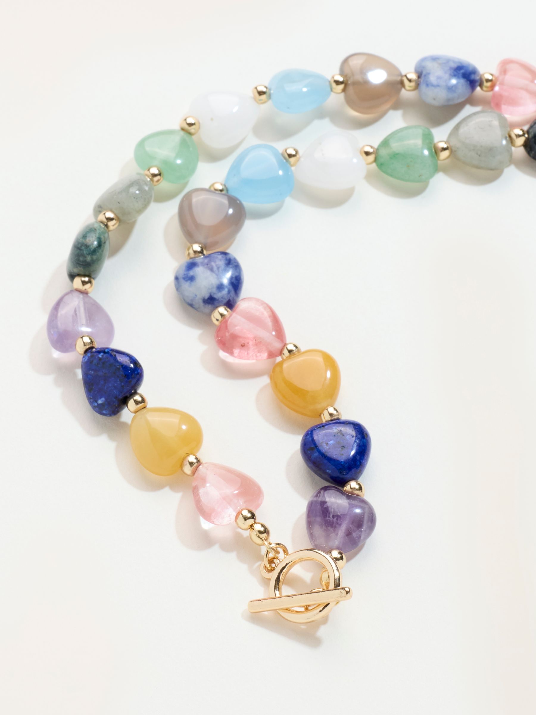 Multi Colour Heart Stone Necklace - Image 2 of 2