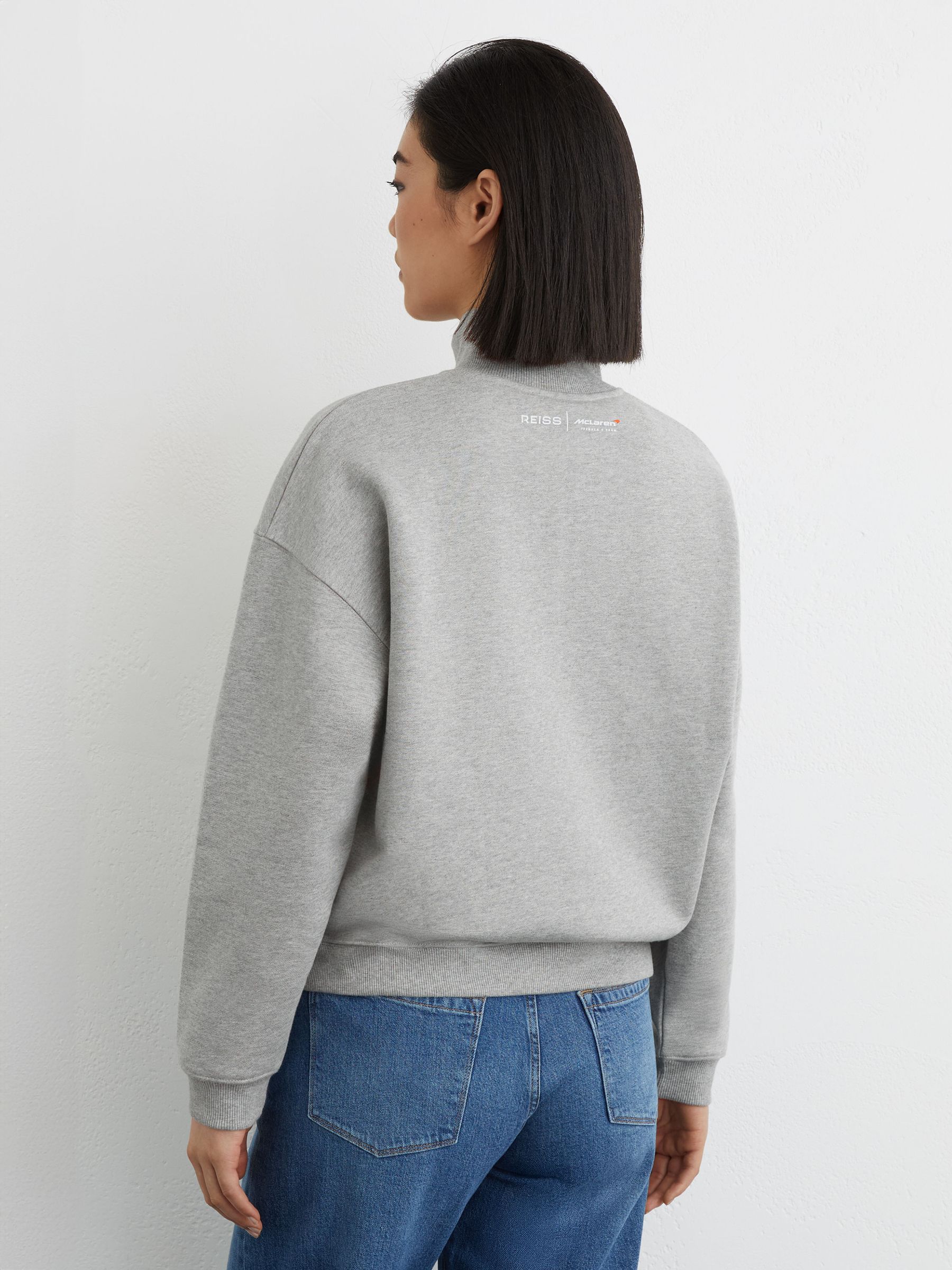 McLaren Racing Cotton Half-Zip Sweatshirt in Grey Melange - Image 5 of 6