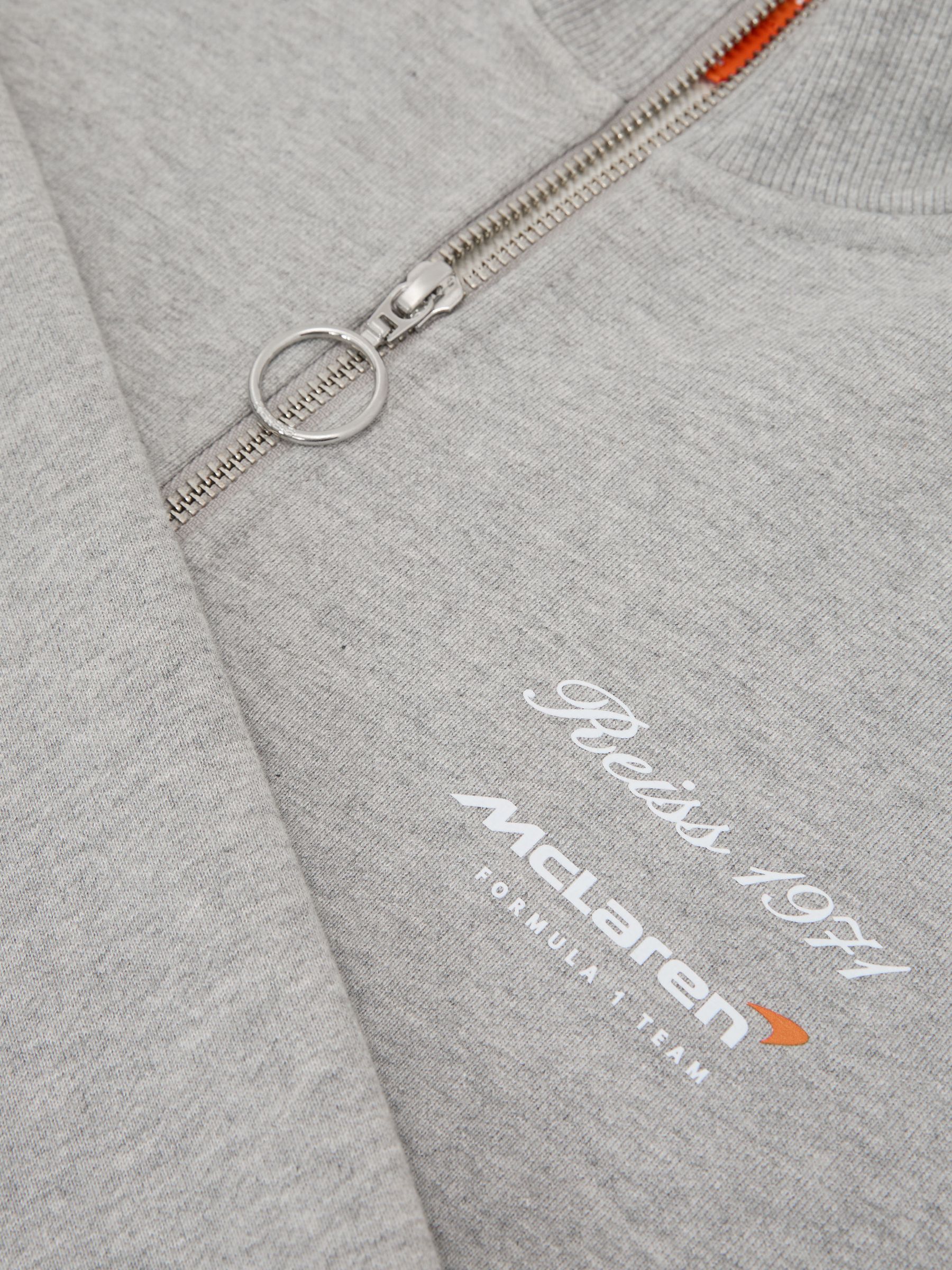 McLaren Racing Cotton Half-Zip Sweatshirt in Grey Melange - Image 6 of 6