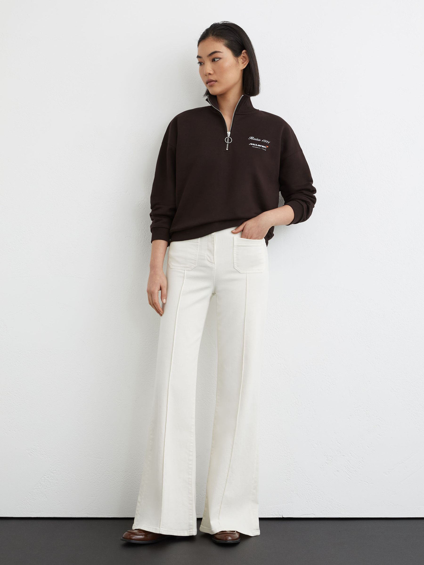 McLaren Racing Cotton Half-Zip Sweatshirt in Chocolate Brown - Image 3 of 7