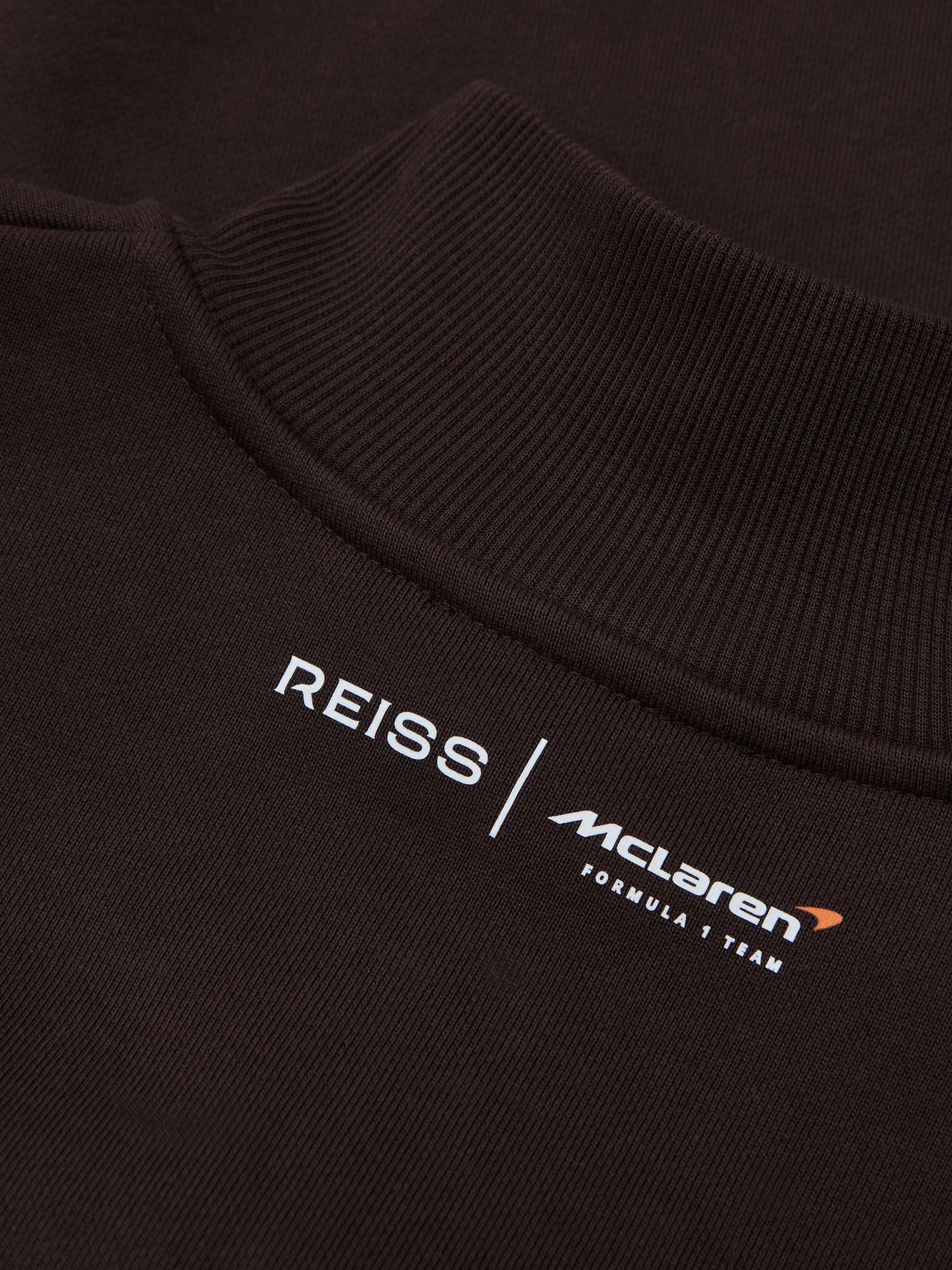 McLaren Racing Cotton Half-Zip Sweatshirt in Chocolate Brown - Image 6 of 7