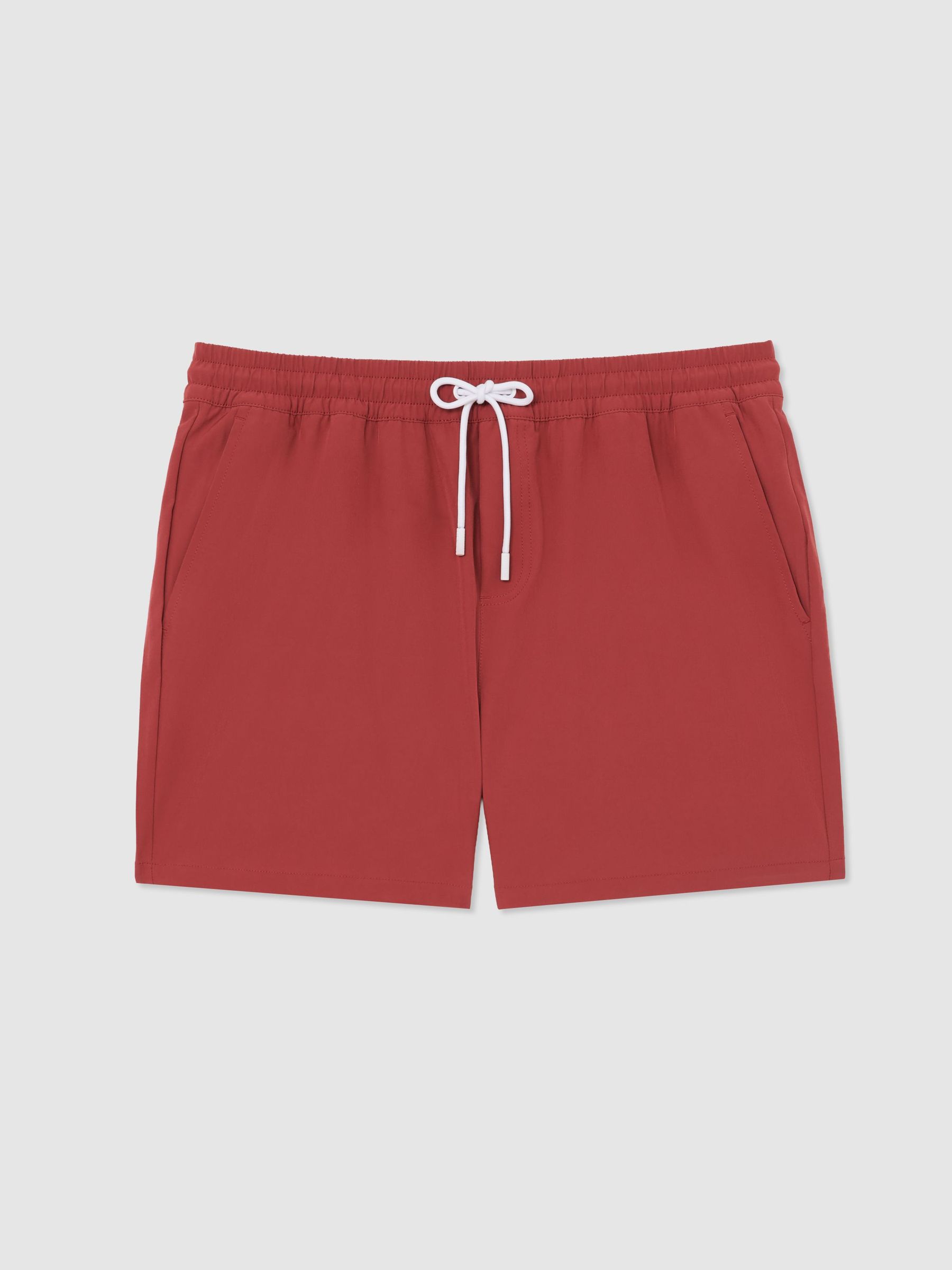 Drawstring Swim Shorts in Pomegranate Red - Image 2 of 5