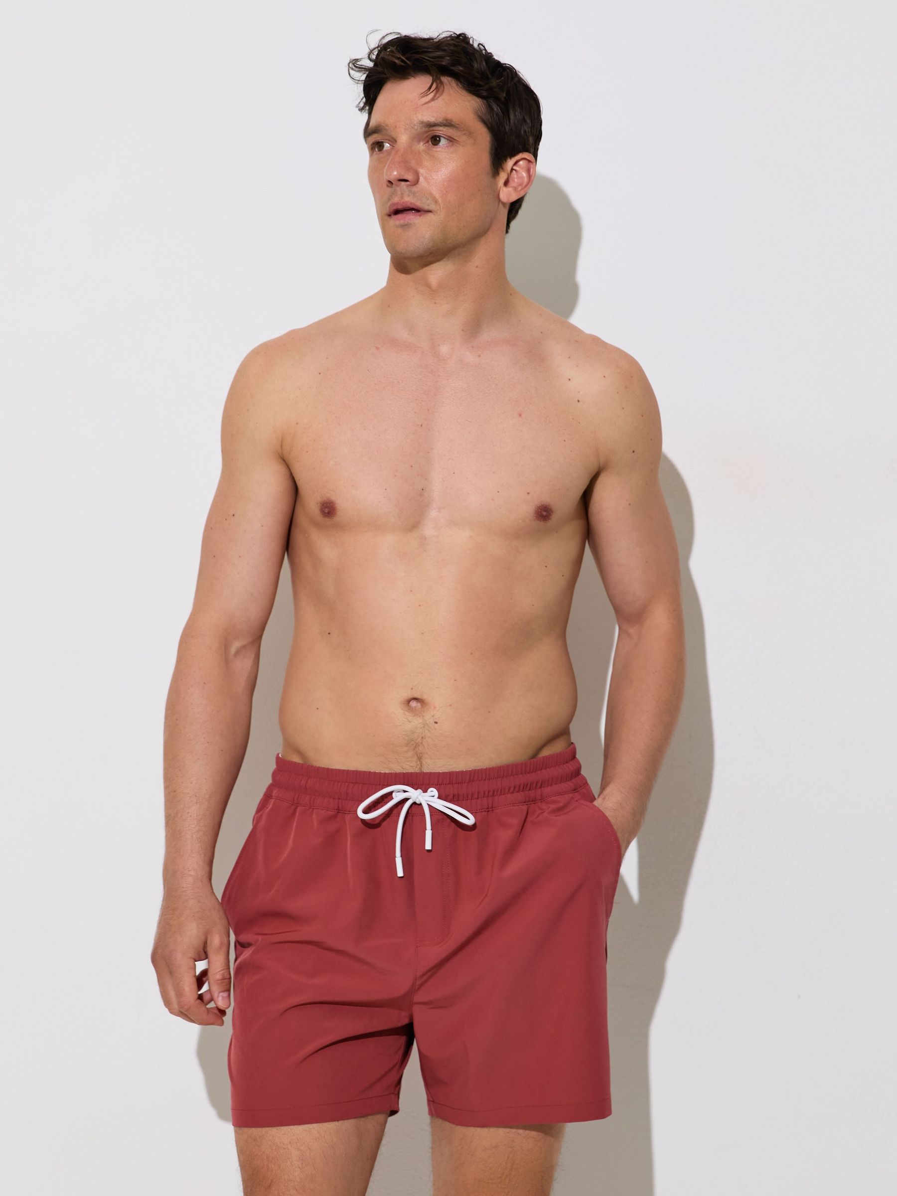 Drawstring Swim Shorts in Pomegranate Red - Image 4 of 5