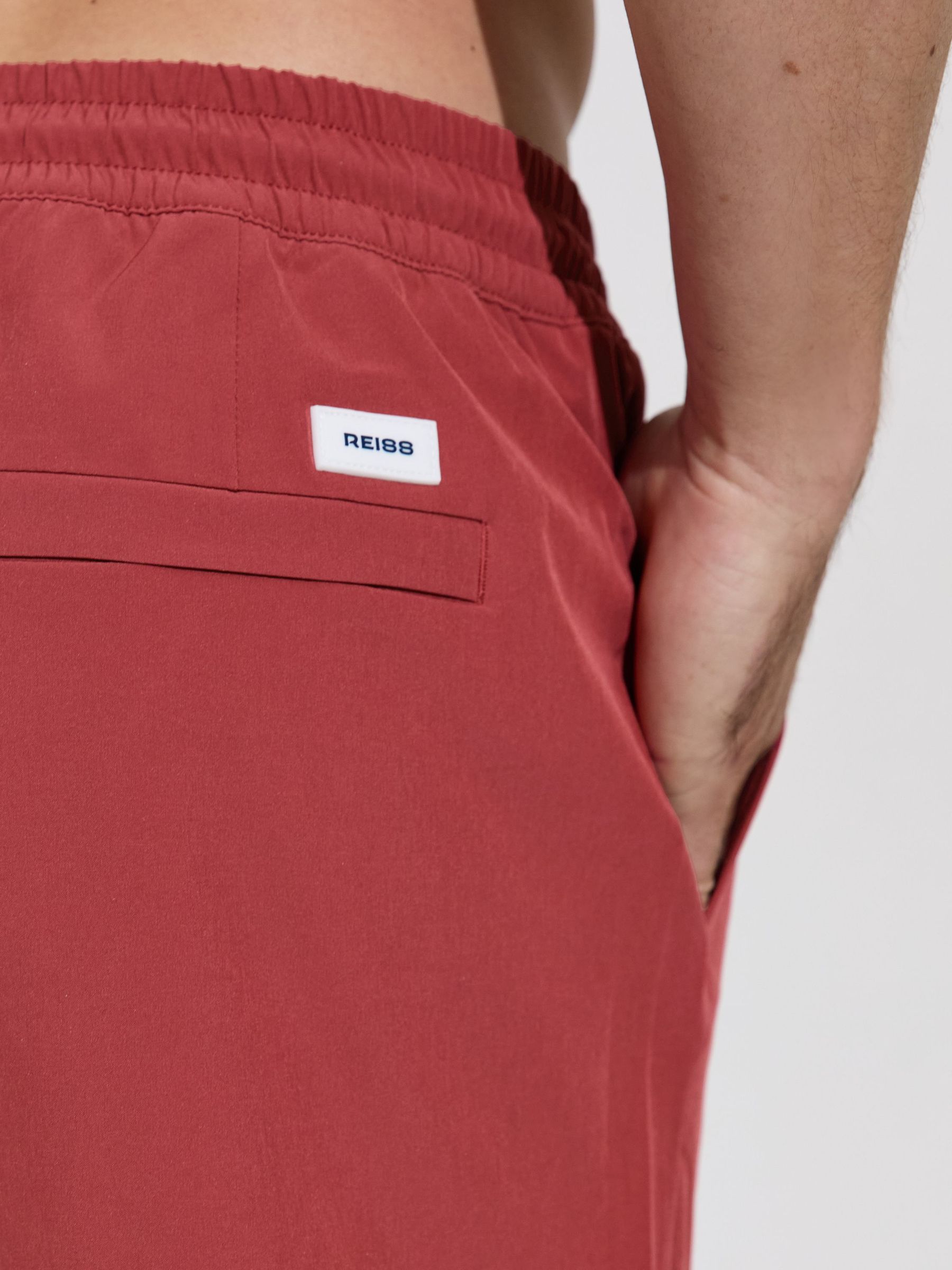 Drawstring Swim Shorts in Pomegranate Red - Image 5 of 5