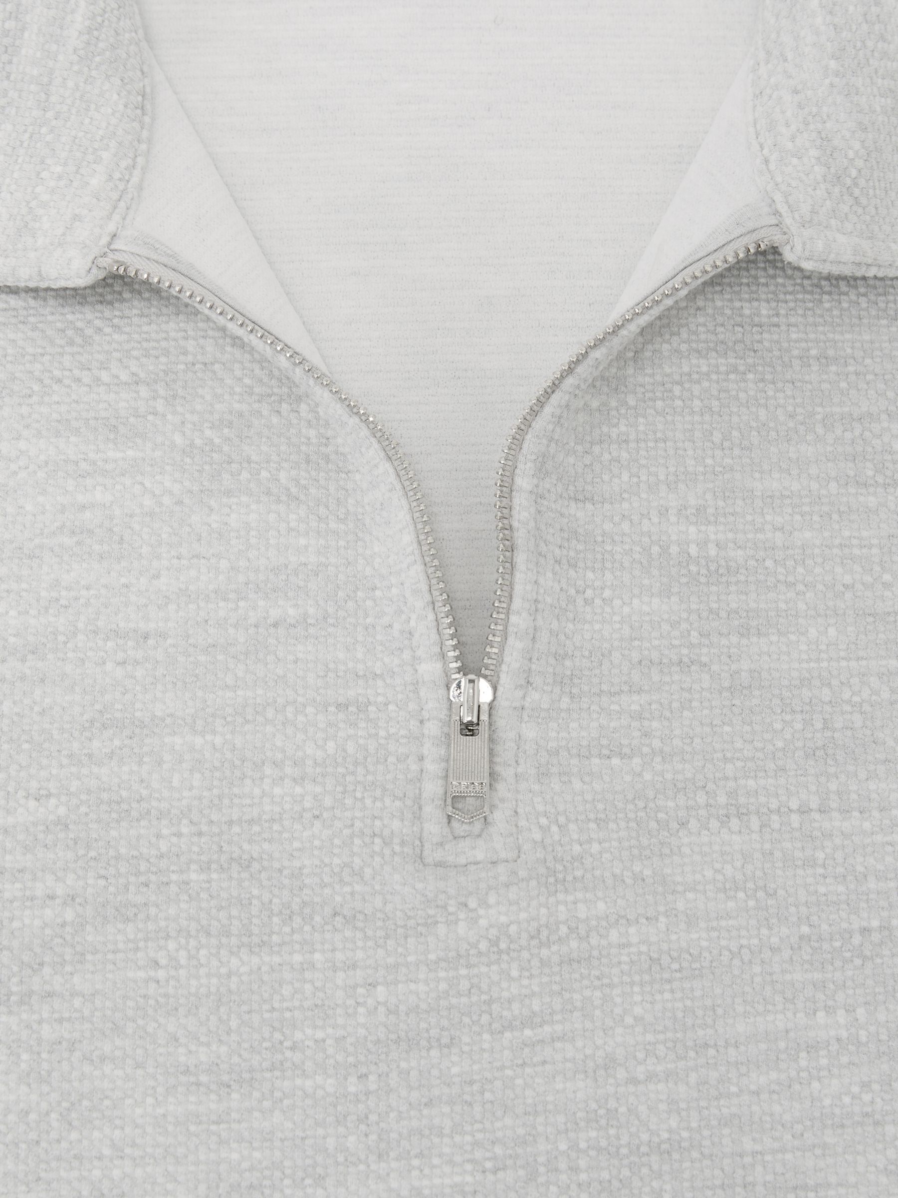 Sleeve-Trim Half-Zip Polo Shirt in Grey Melange - image 4