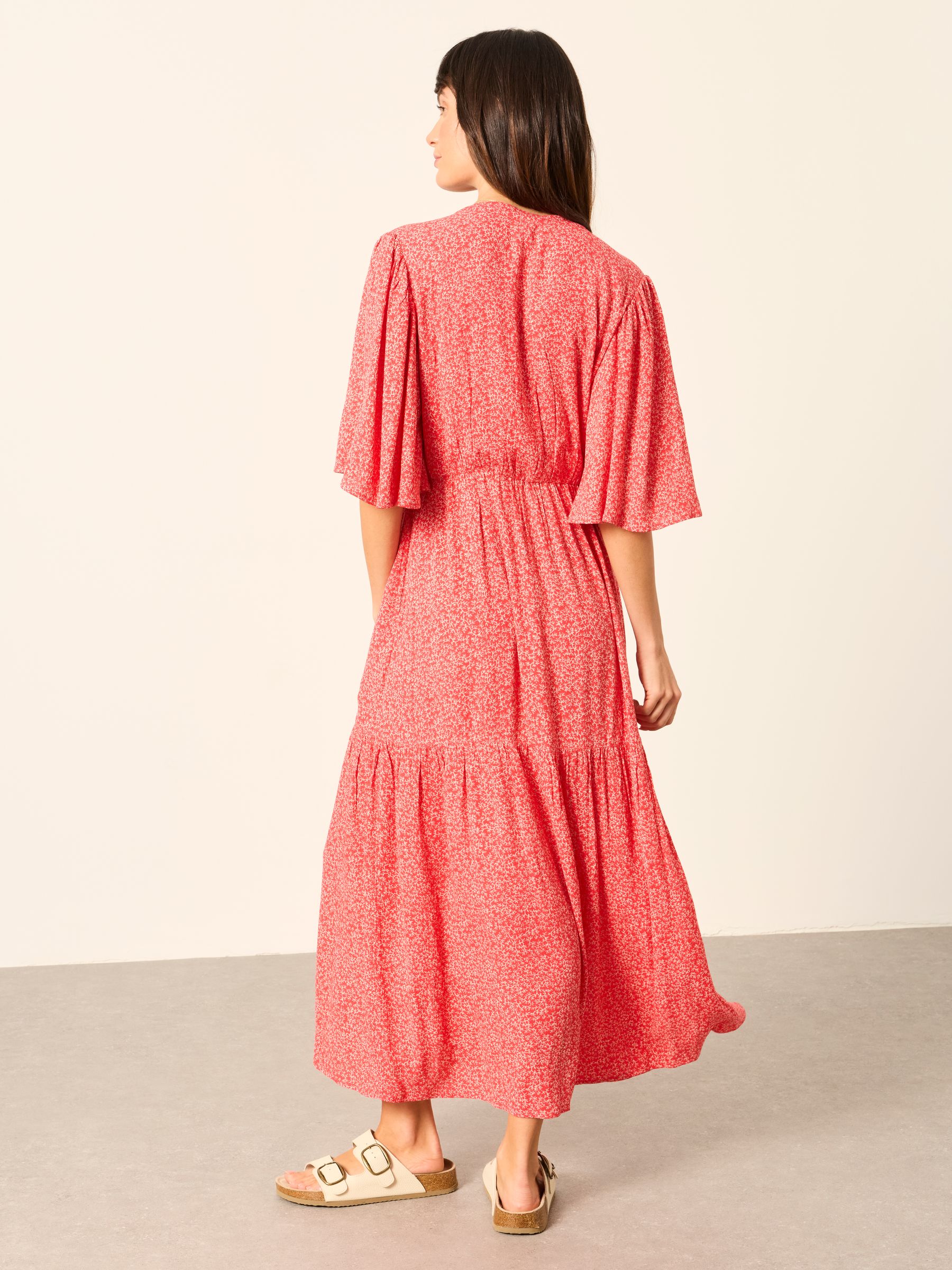 Paige Red Coral Texture Regular Midi Dress - Image 2 of 6