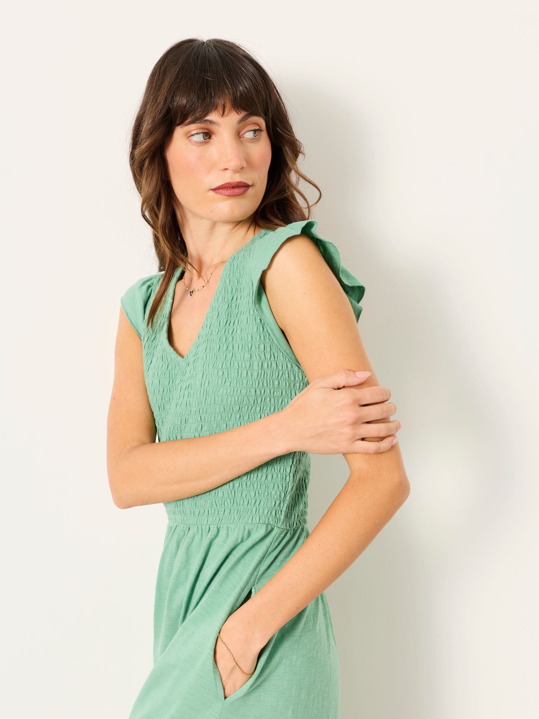 Fat Face - Green - Demi Green Petite Jersey Midi Dress
