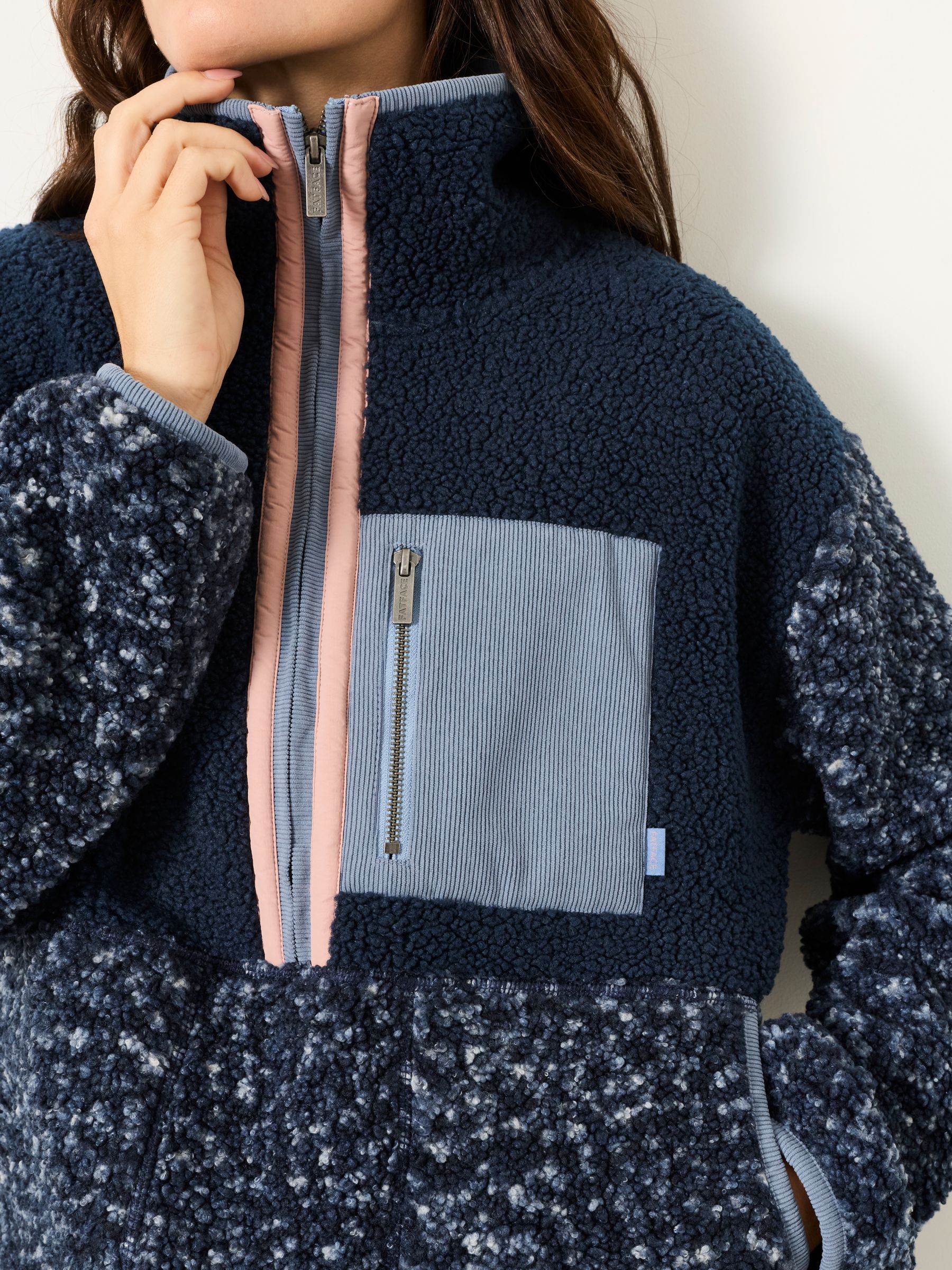 Layla Navy Colourblock Half Neck Fleece - Image 4 of 6