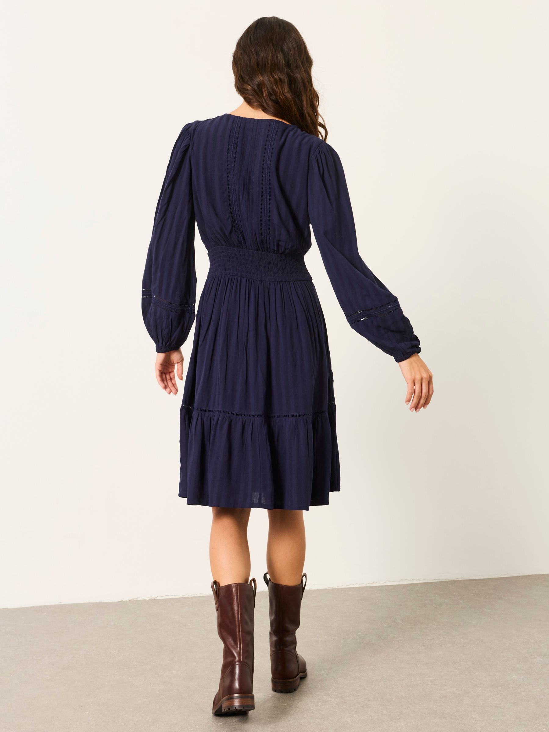 Pippa Navy Jacquard Dress - Image 2 of 6