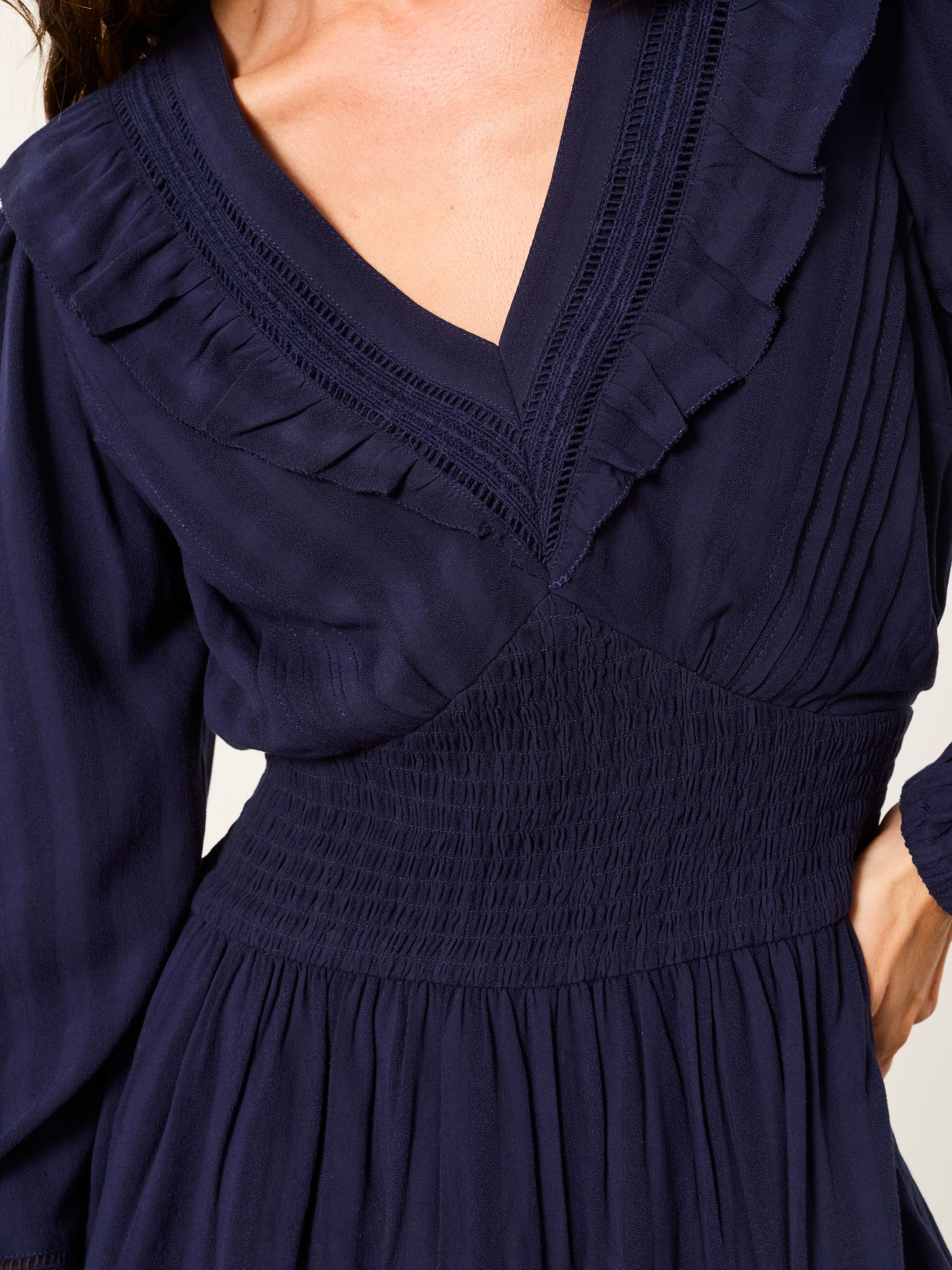 Pippa Navy Jacquard Dress - Image 3 of 6