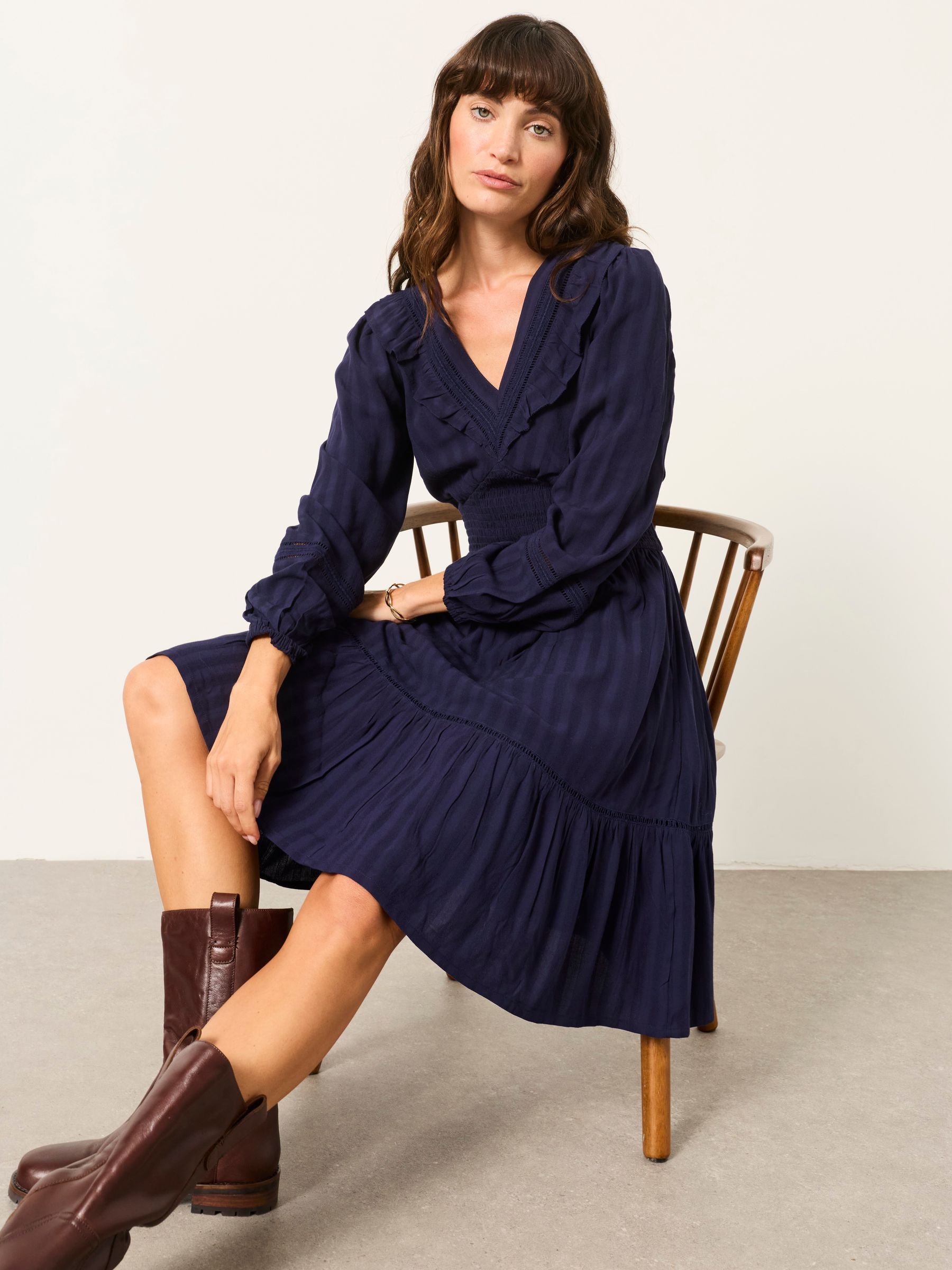 Pippa Navy Jacquard Dress - Image 5 of 6