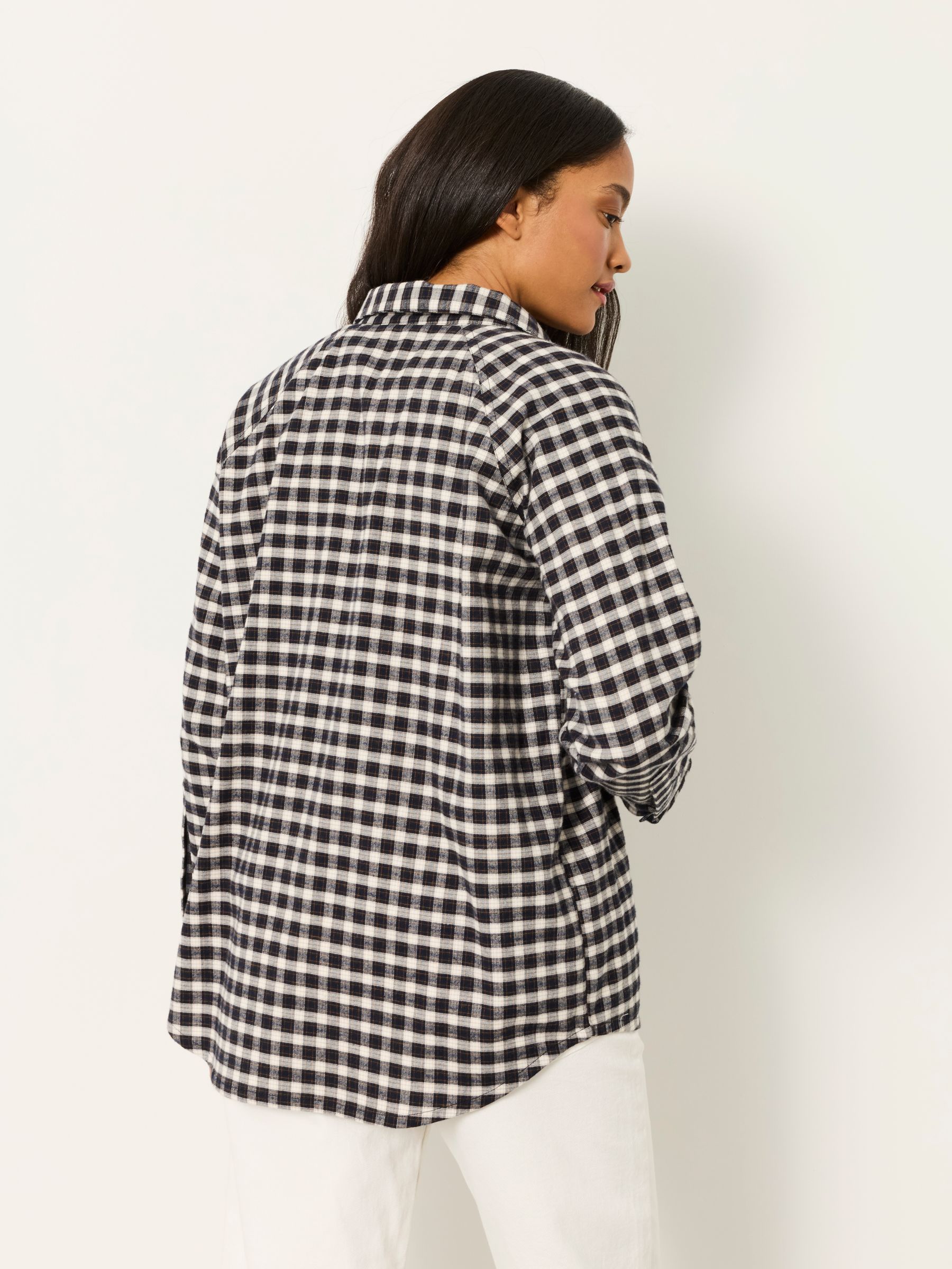 Bessie Navy Petite Check Shirt - Image 2 of 5 Bessie Navy Petite Check Shirt - Image 2 of 5