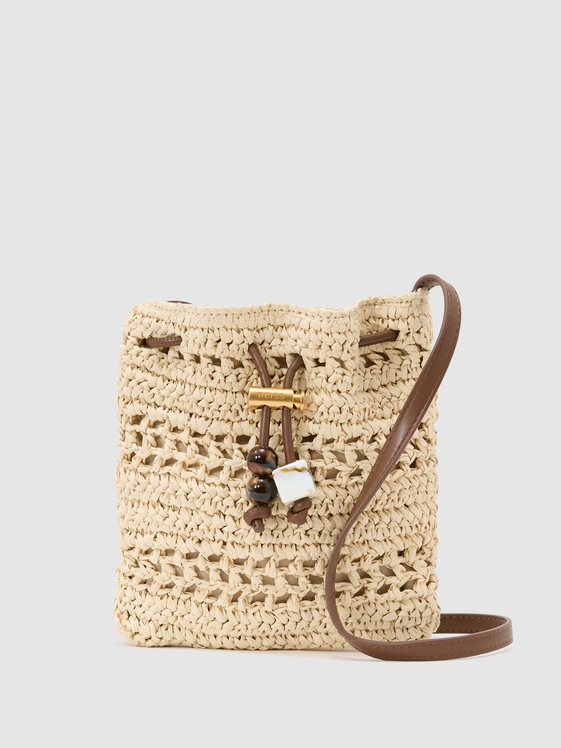 Raffia-Effect Mini Crossbody Bag in Natural - Image 2 of 6