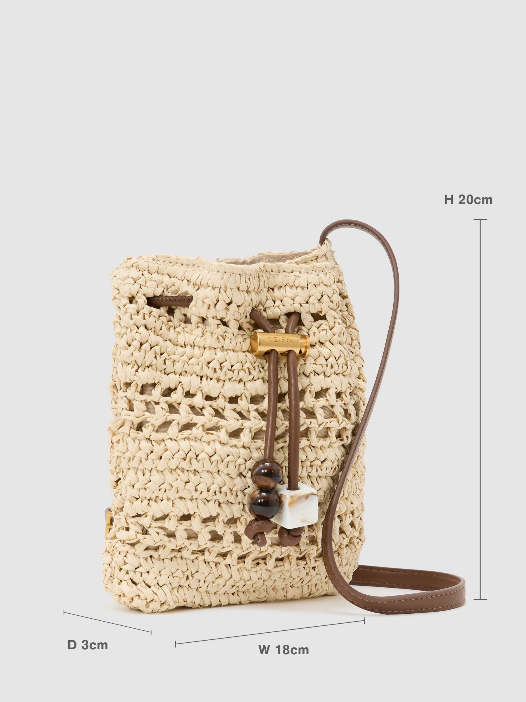 Raffia-Effect Mini Crossbody Bag in Natural - Image 3 of 6