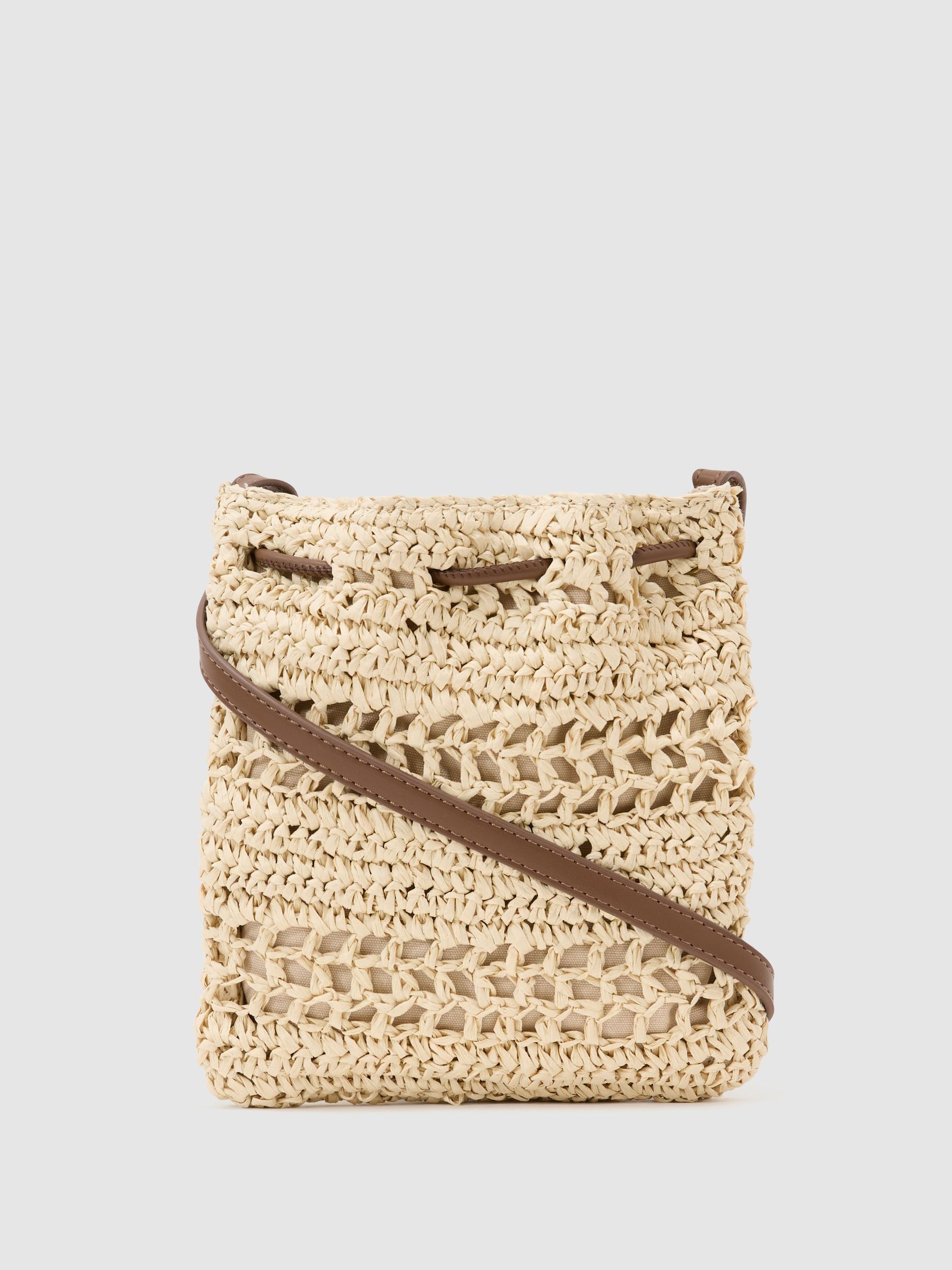 Raffia-Effect Mini Crossbody Bag in Natural - Image 5 of 6
