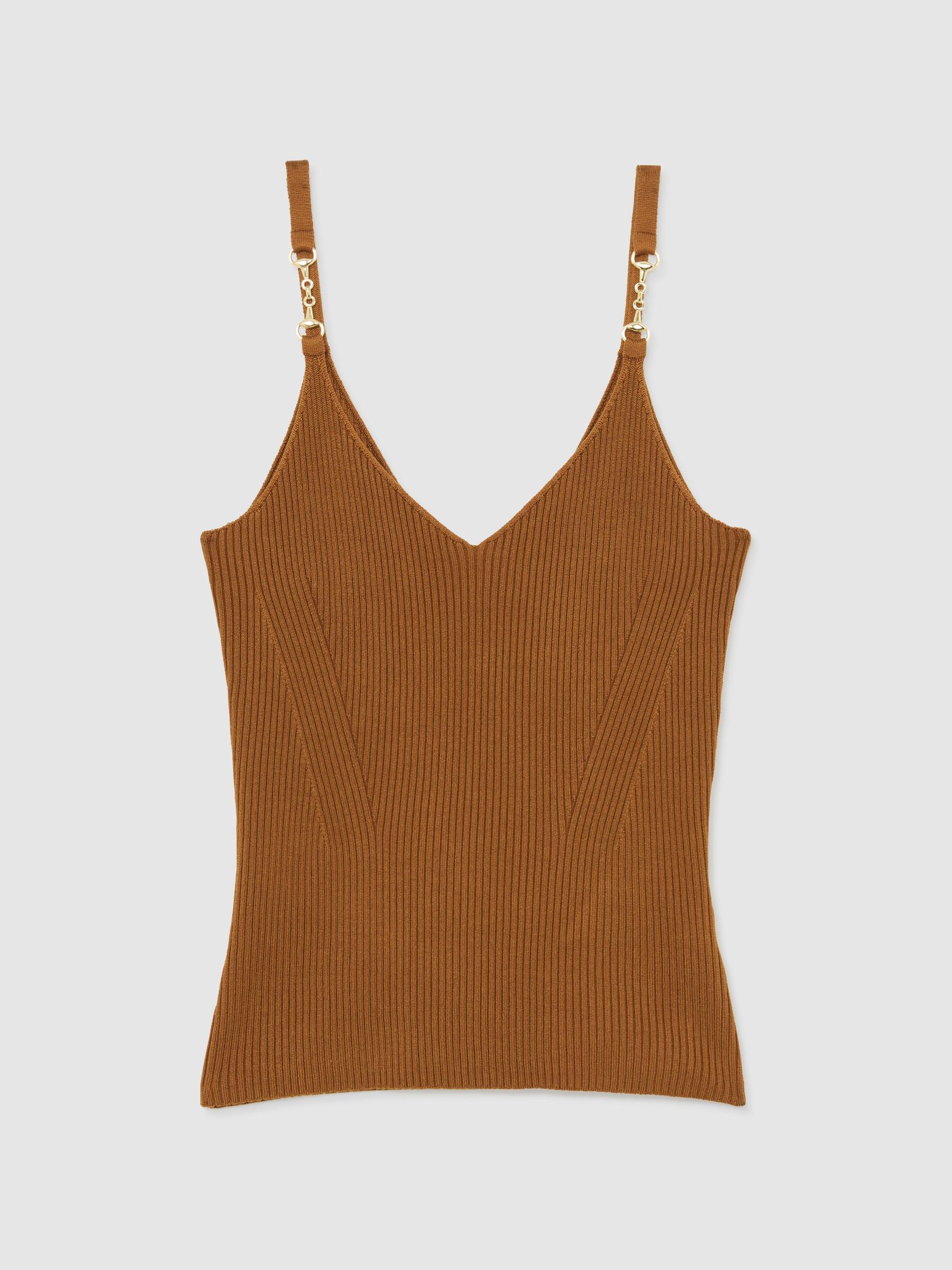 Atelier Silk-Blend Rib-Knit Cami in Rust - image 1