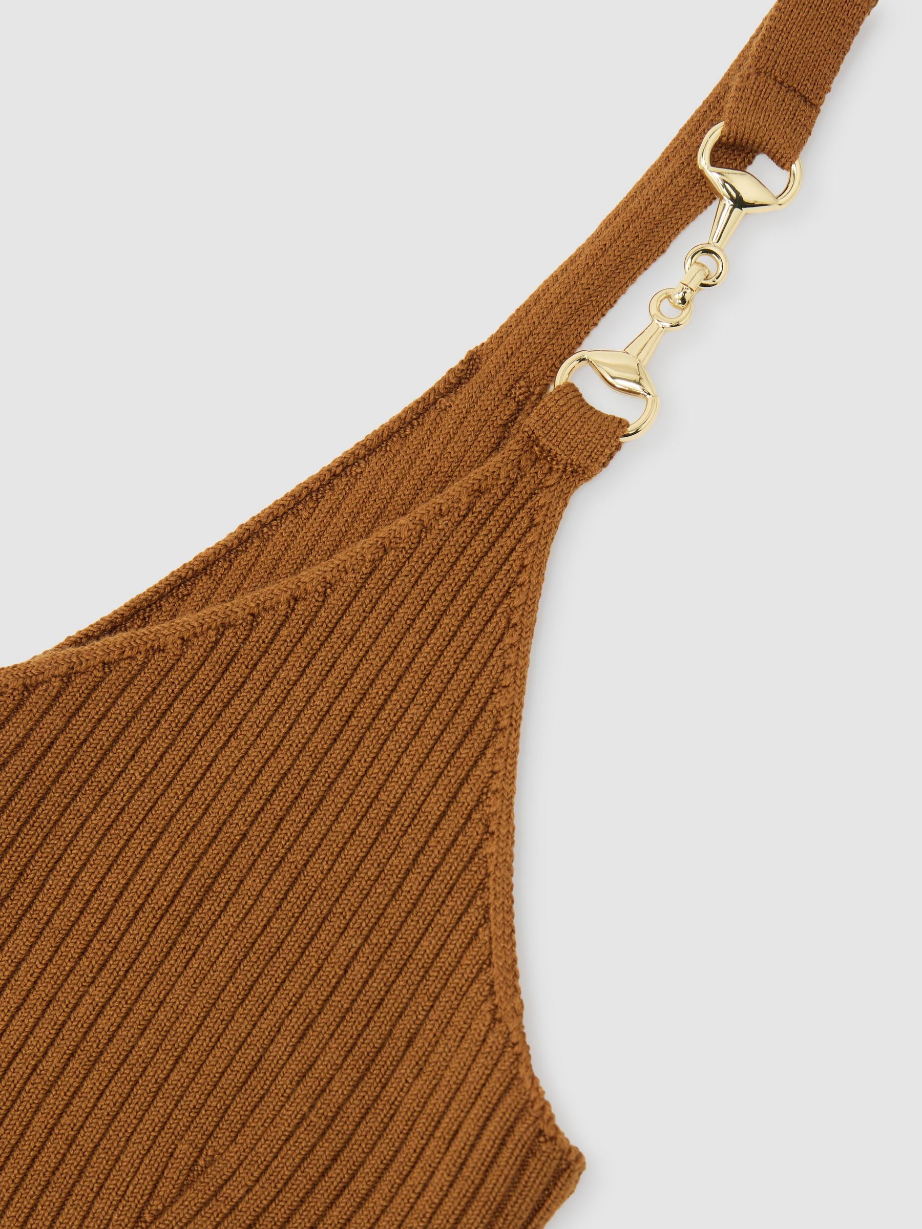 Atelier Silk-Blend Rib-Knit Cami in Rust - image 3