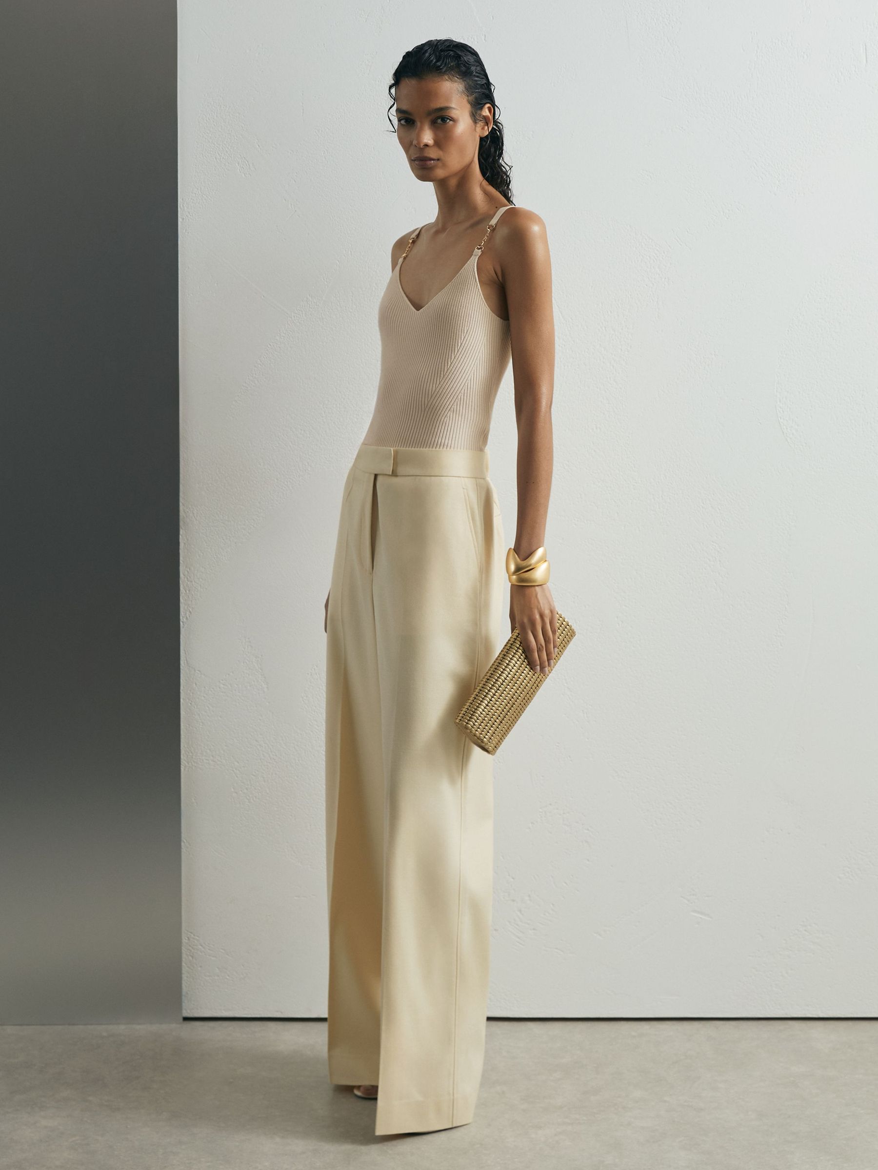 Atelier Silk-Blend Rib-Knit Cami in Off White - Image 3 of 7