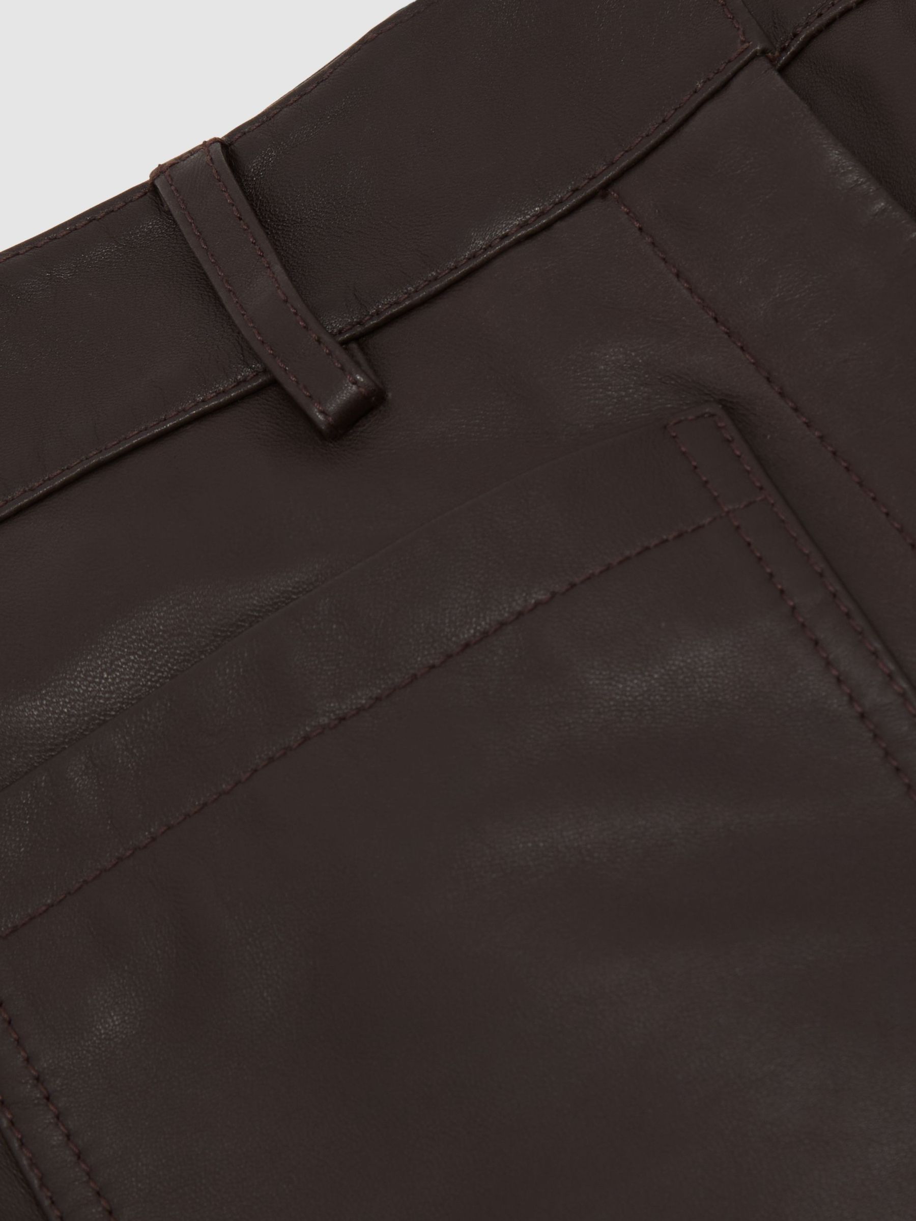 Leather Patch-Pocket Flared Trousers in Chocolate Brown - Image 8 of 8