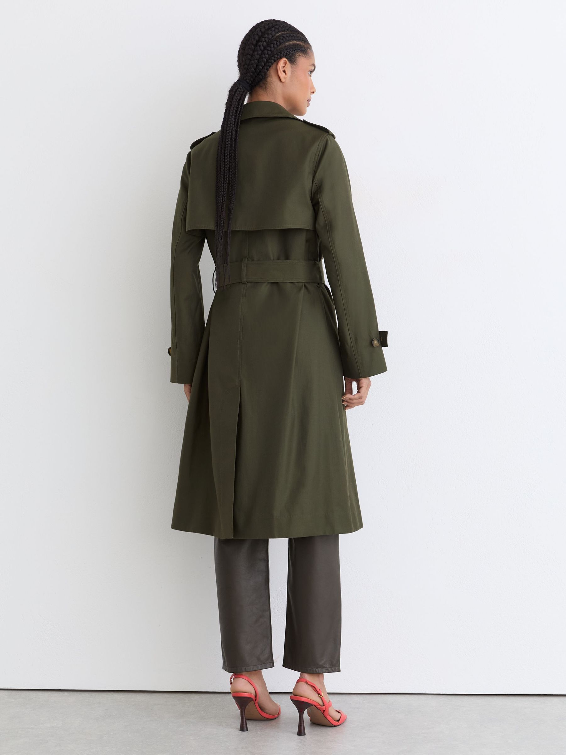 Hooded Insert Trench Coat in Khaki Green - image 5