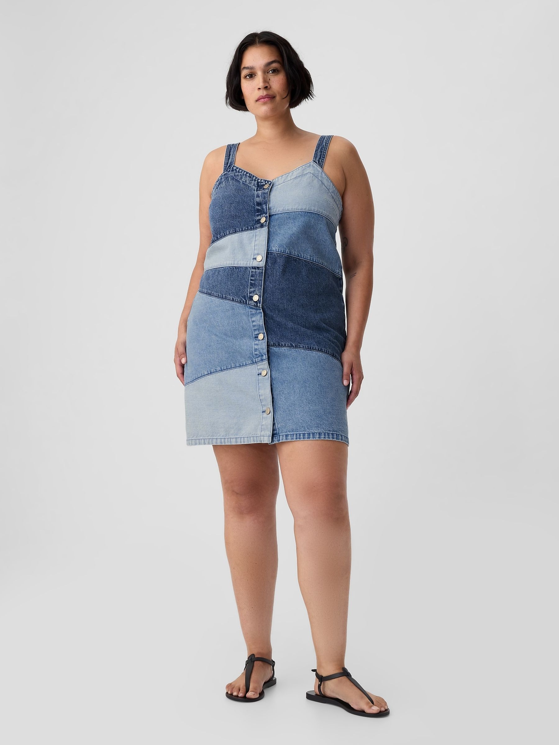 Blue Patchwork Denim Mini Dress - Image 1 of 1