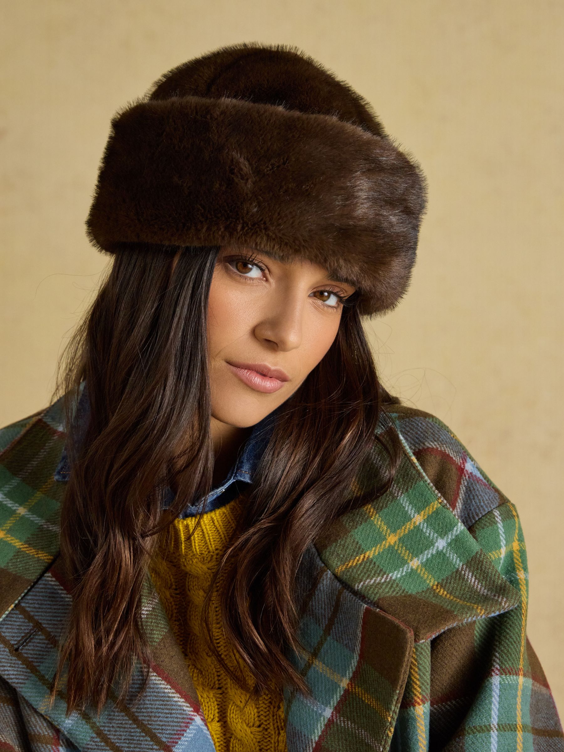 Chocolate Brown Faux Fur Hat - Image 1 of 6