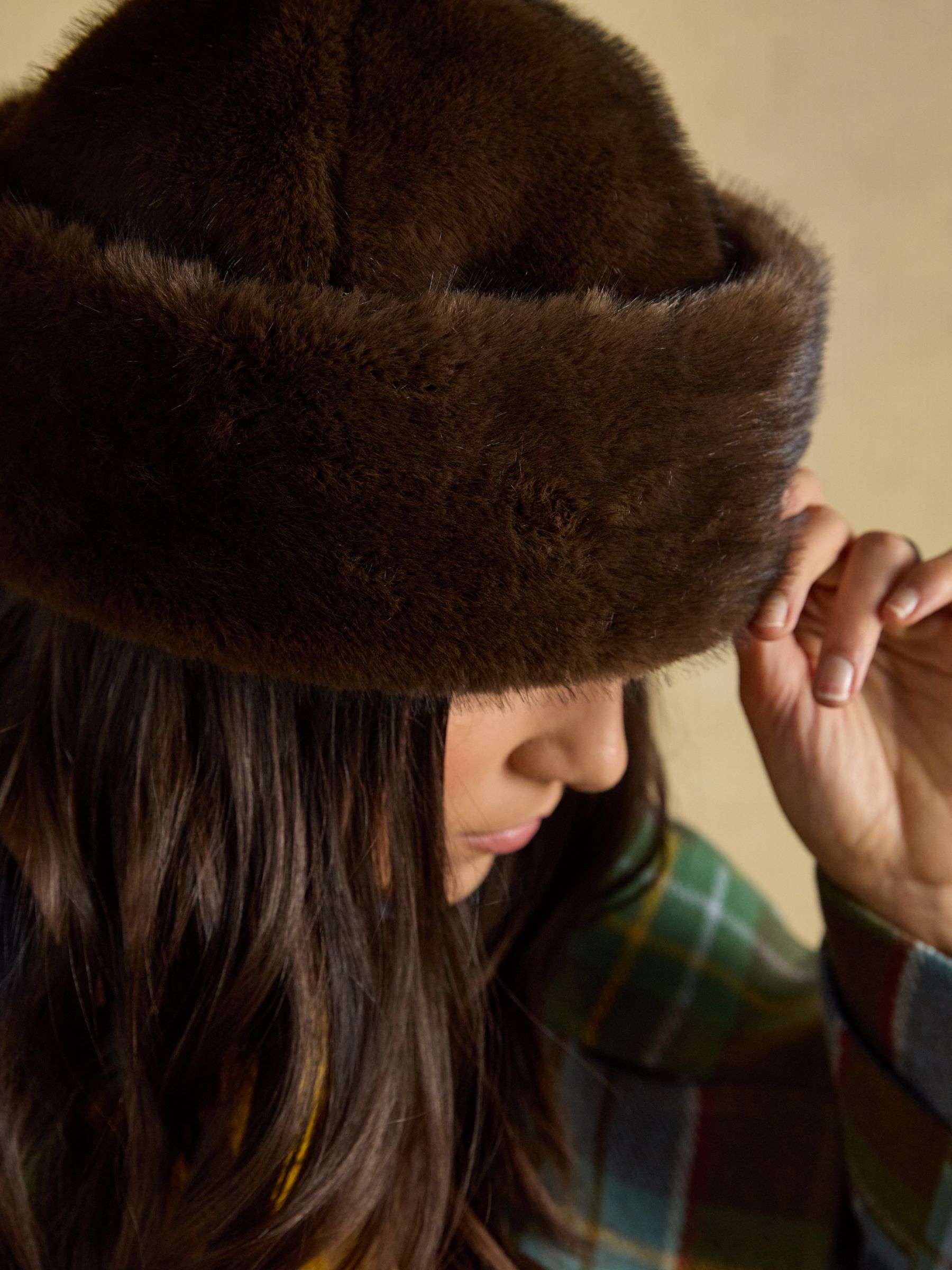 Chocolate Brown Faux Fur Hat - Image 3 of 6
