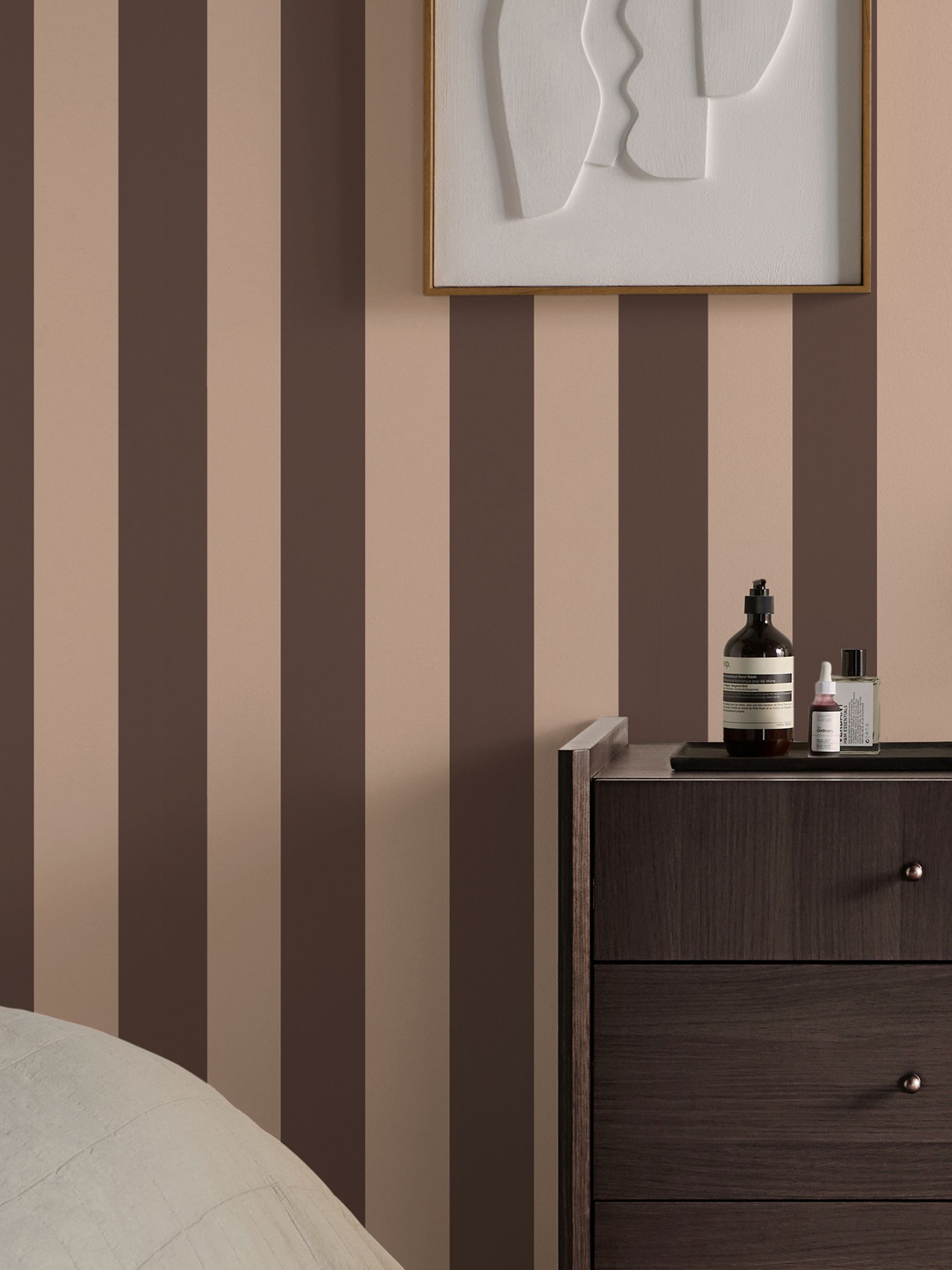 Demi Wide Stripe A4 Wallpaper Sample in Mocha - Image 4 of 4 Demi Wide Stripe A4 Wallpaper Sample in Mocha - Image 4 of 4