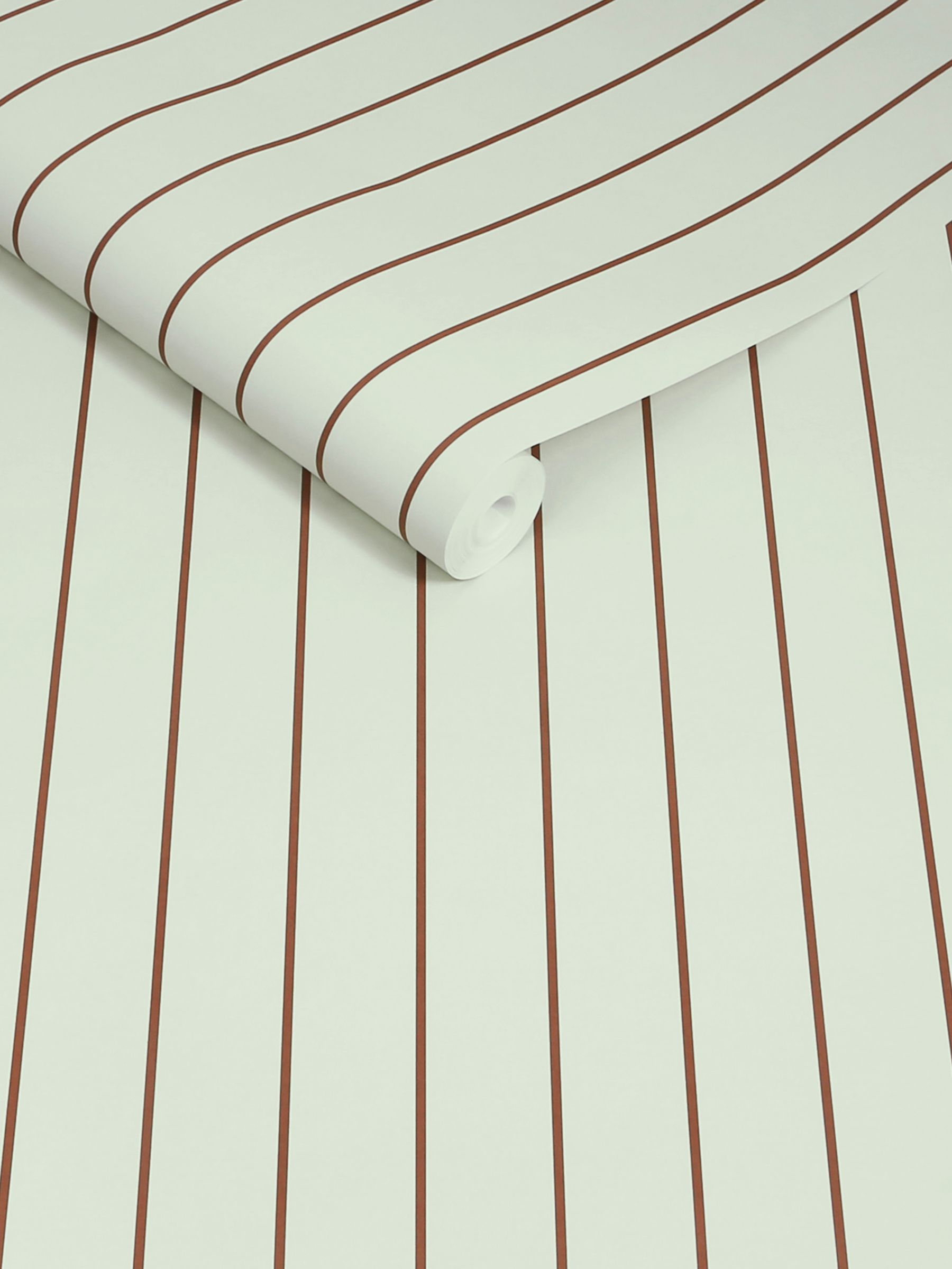 Kyria Stripe A4 Wallpaper Sample in Mint Chocolate - Image 3 of 4
