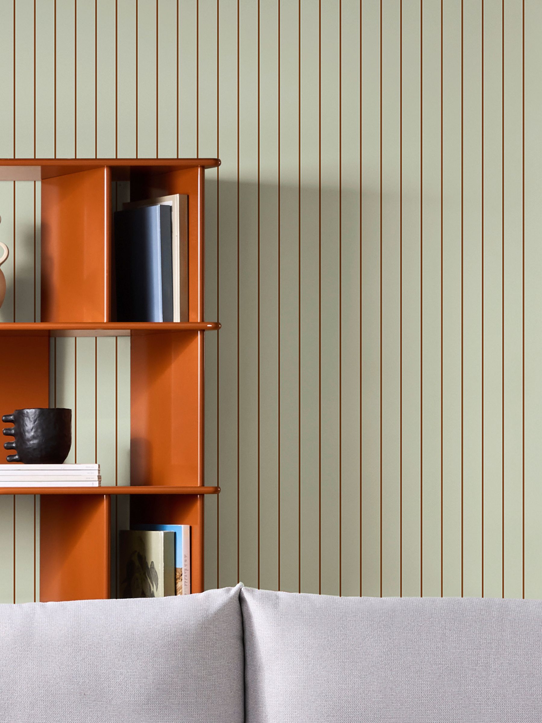 Kyria Stripe A4 Wallpaper Sample in Mint Chocolate - Image 4 of 4