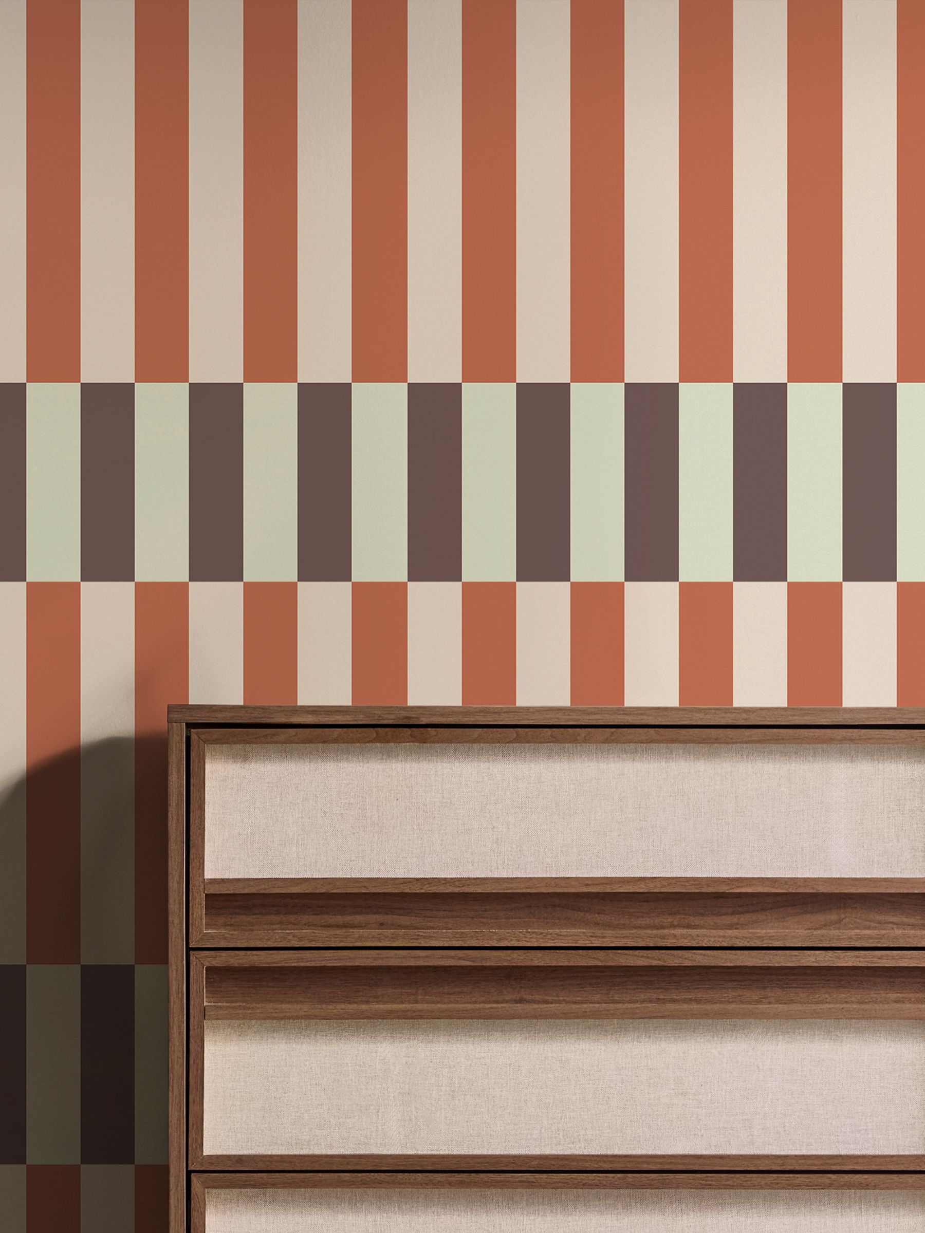 Terri A4 Wallpaper Sample in Mint Orange - Image 4 of 4