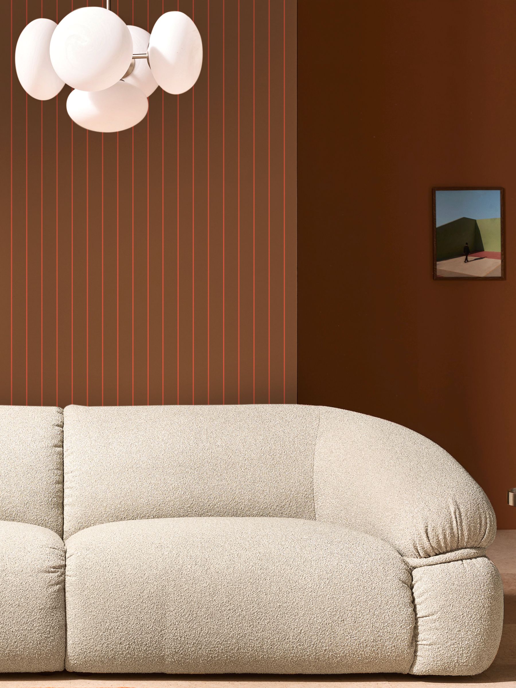 Kyria Stripe A4 Wallpaper Sample in Caramel  Red - Image 4 of 4
