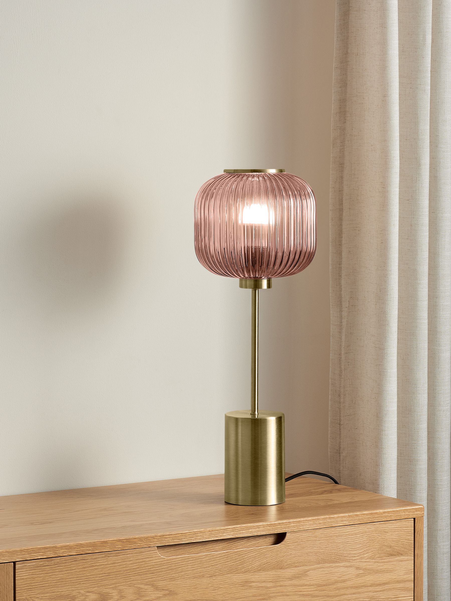 Briz Ribbed Glass Table Light in Pink - Image 1 of 7 Briz Ribbed Glass Table Light in Pink - Image 1 of 7