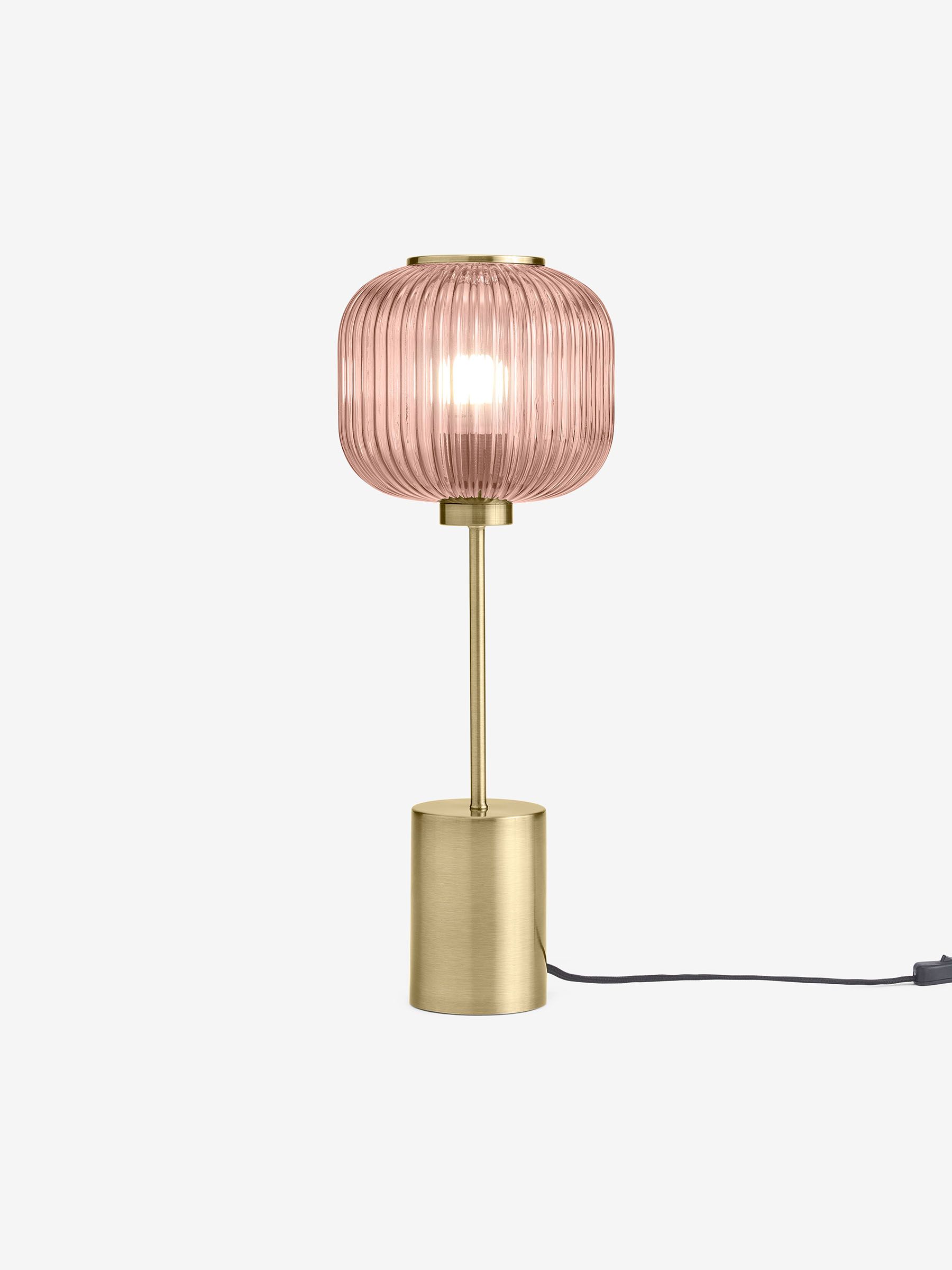 Briz Ribbed Glass Table Light in Pink - Image 2 of 7