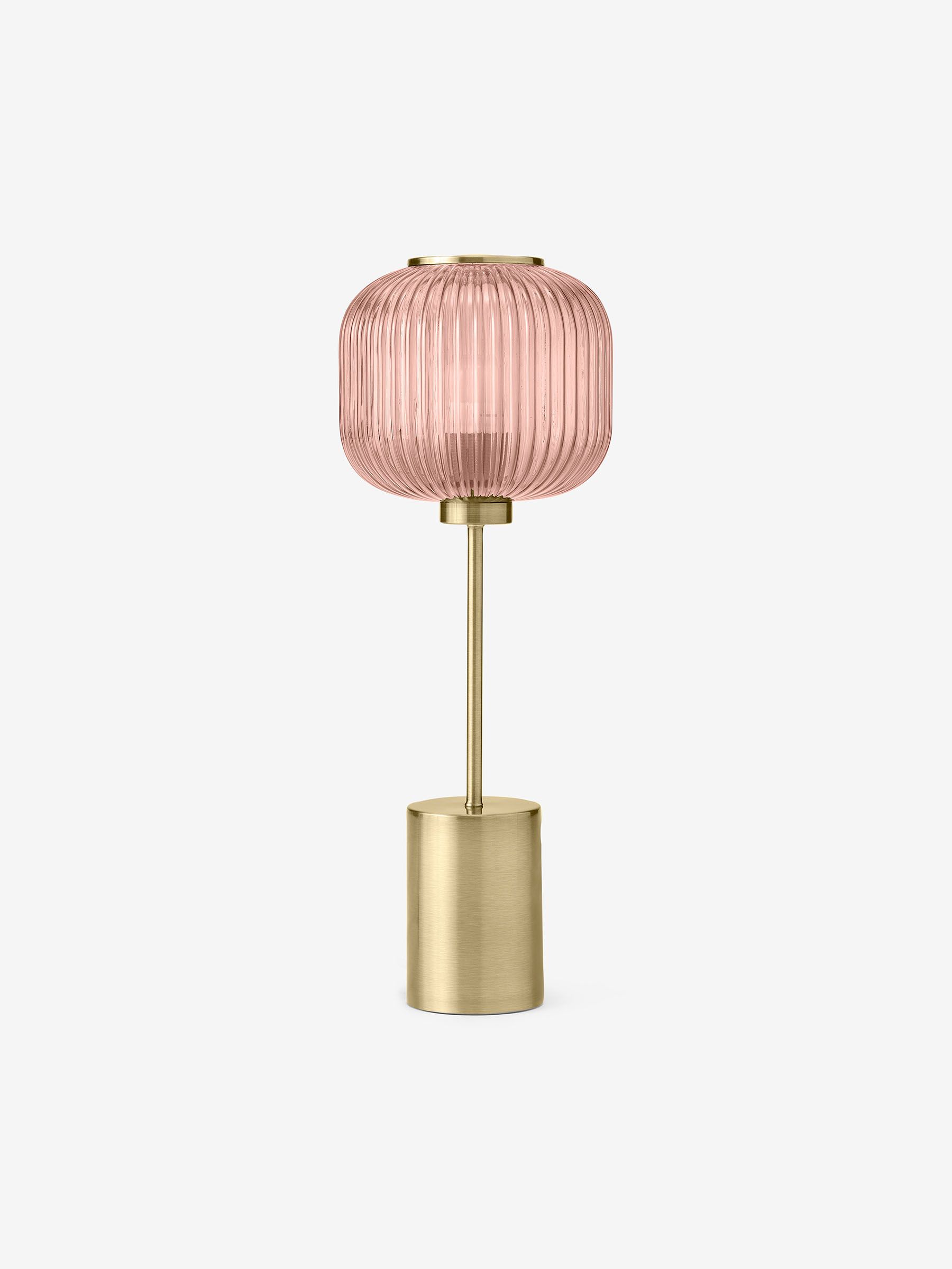 Briz Ribbed Glass Table Light in Pink - Image 3 of 7