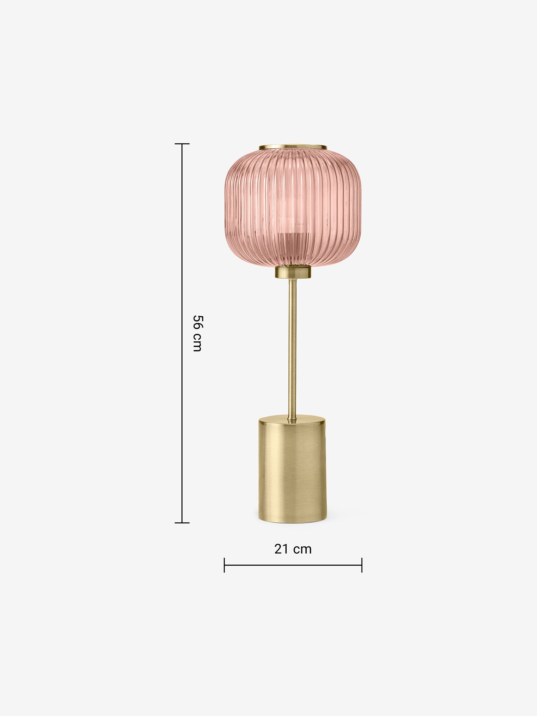 Briz Ribbed Glass Table Light in Pink - Image 7 of 7
