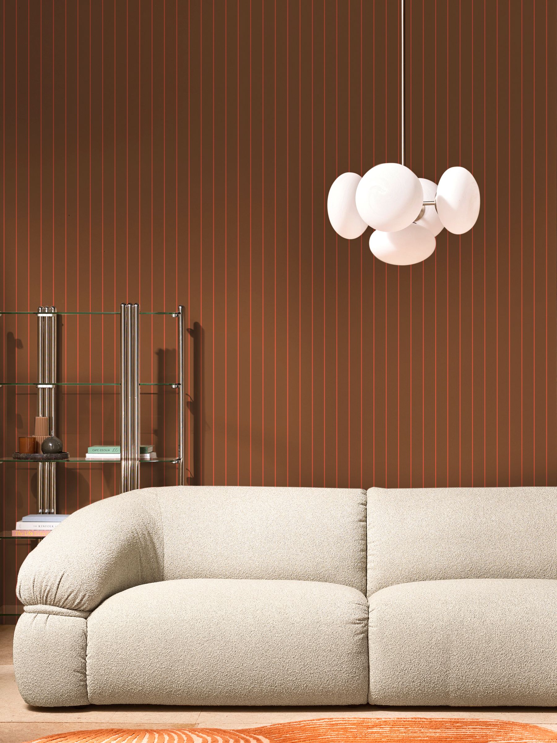 Kyria Stripe 10M Wallpaper in Caramel Red - Image 1 of 4