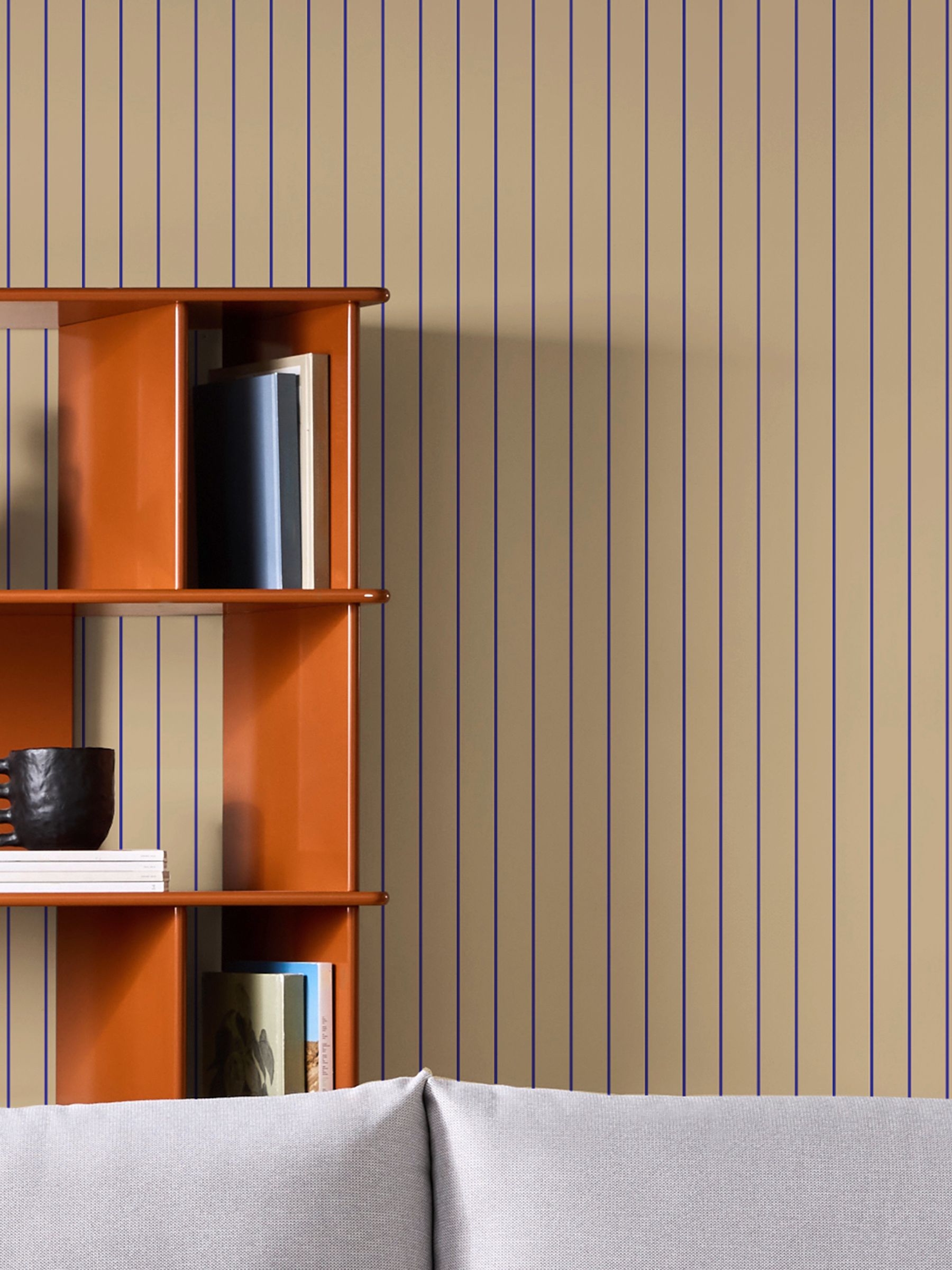 Kyria Stripe 10M Wallpaper in Neutral Blue - Image 4 of 4