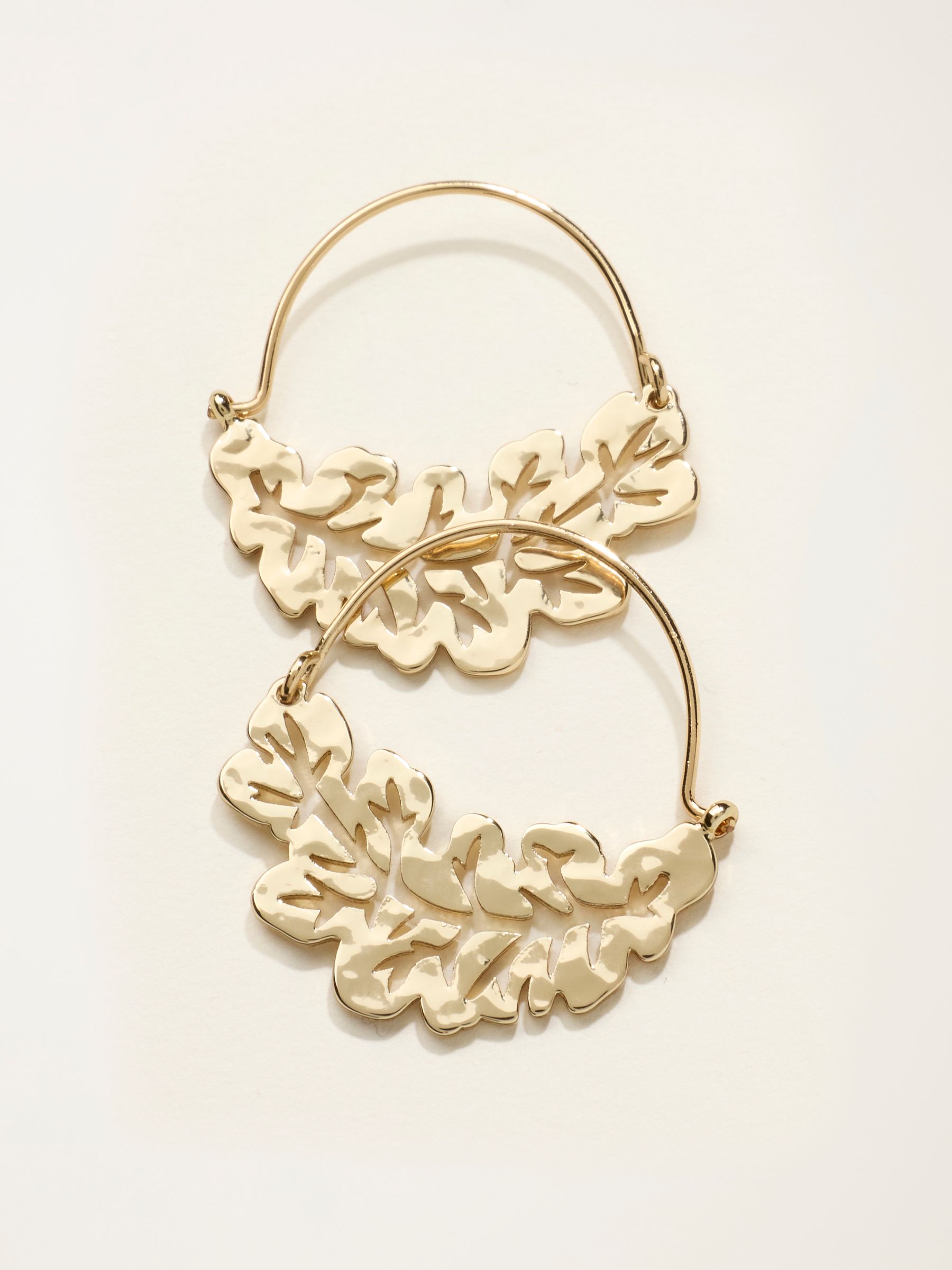 Gold Tone V and A Leaf Hoops - Image 3 of 3 Gold Tone V and A Leaf Hoops - Image 3 of 3