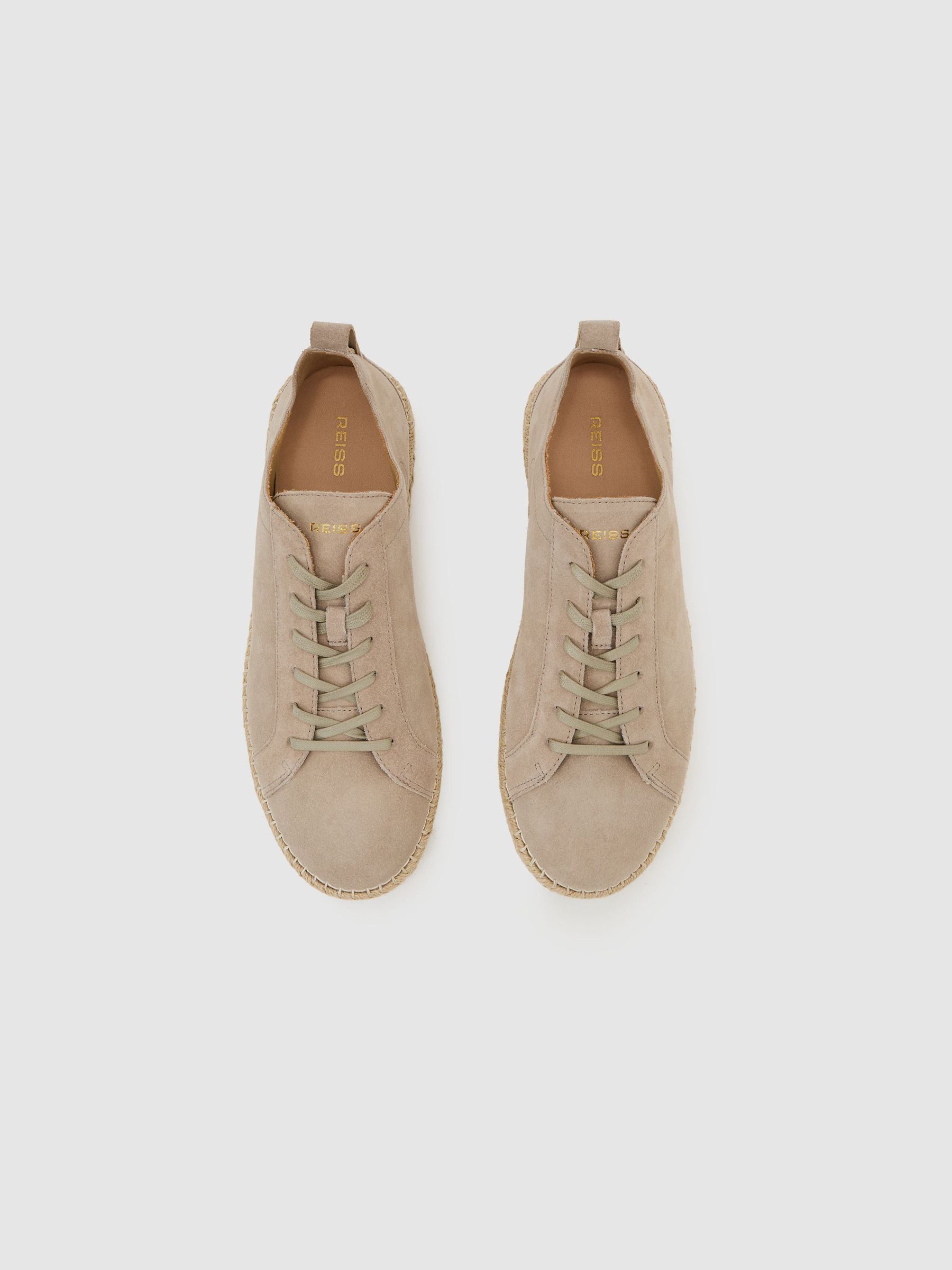 Suede Espadrille Lace-Up Trainers in Stone - Image 1 of 4