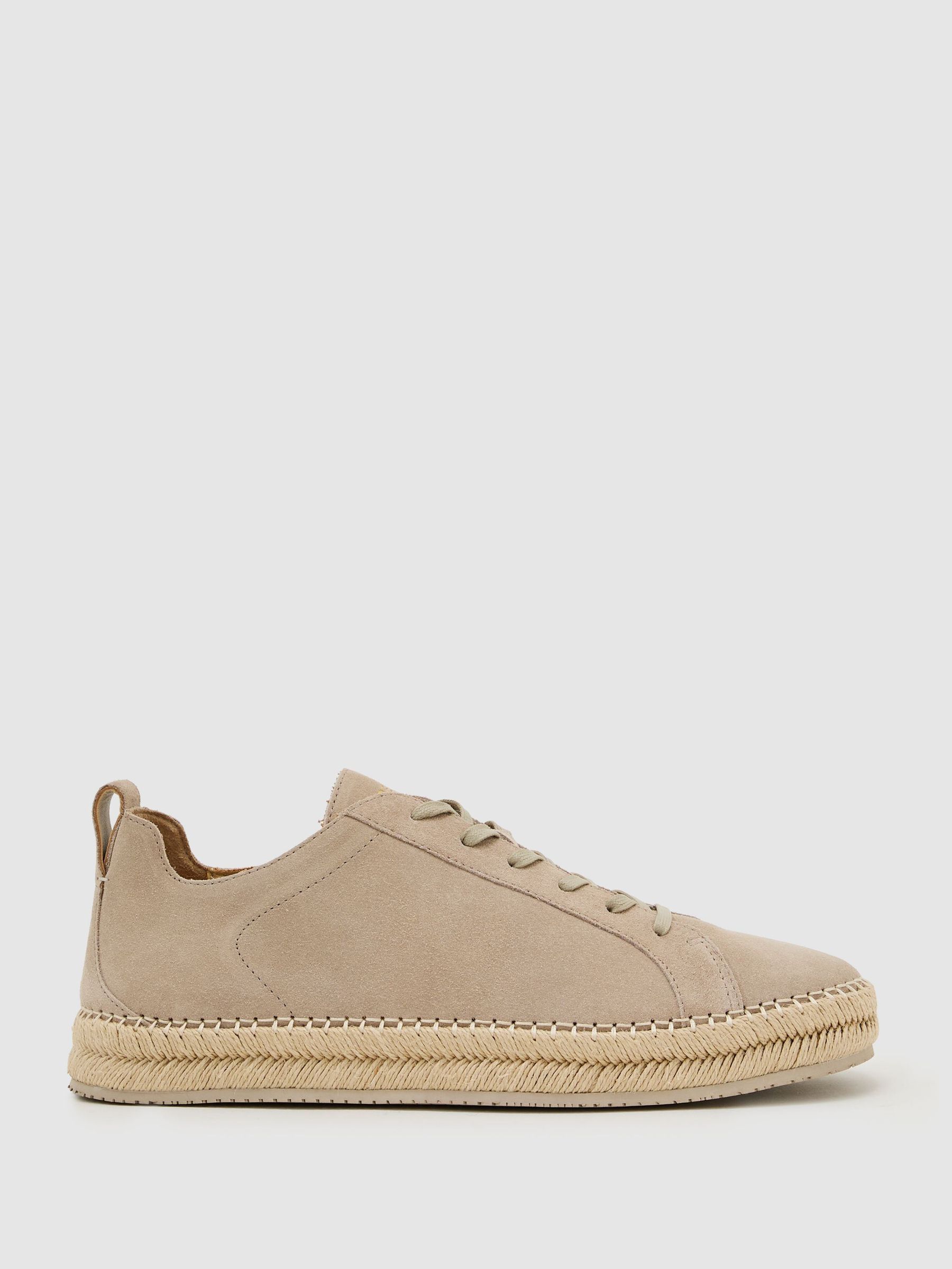 Suede Espadrille Lace-Up Trainers in Stone - Image 2 of 4