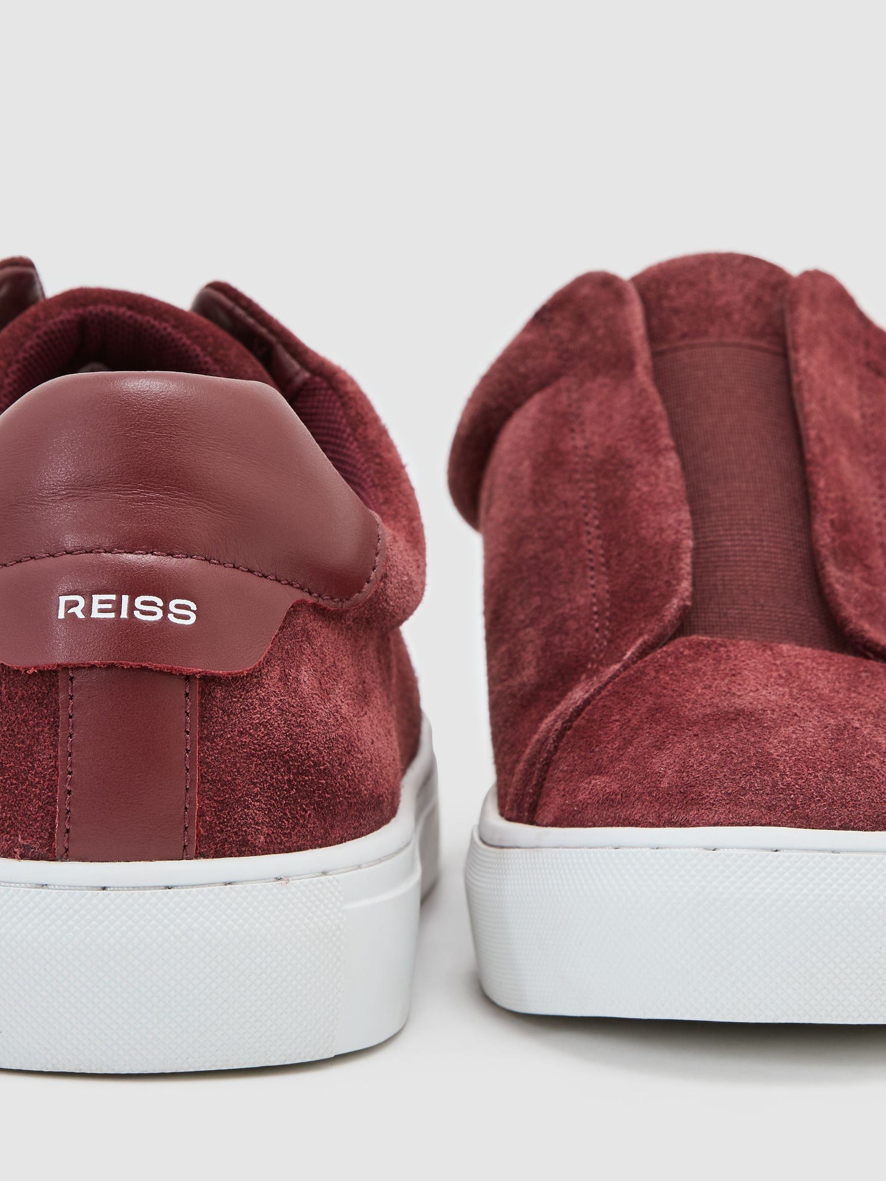 Suede Slip-On Elasticated Trainers in Maroon Red - Image 4 of 4